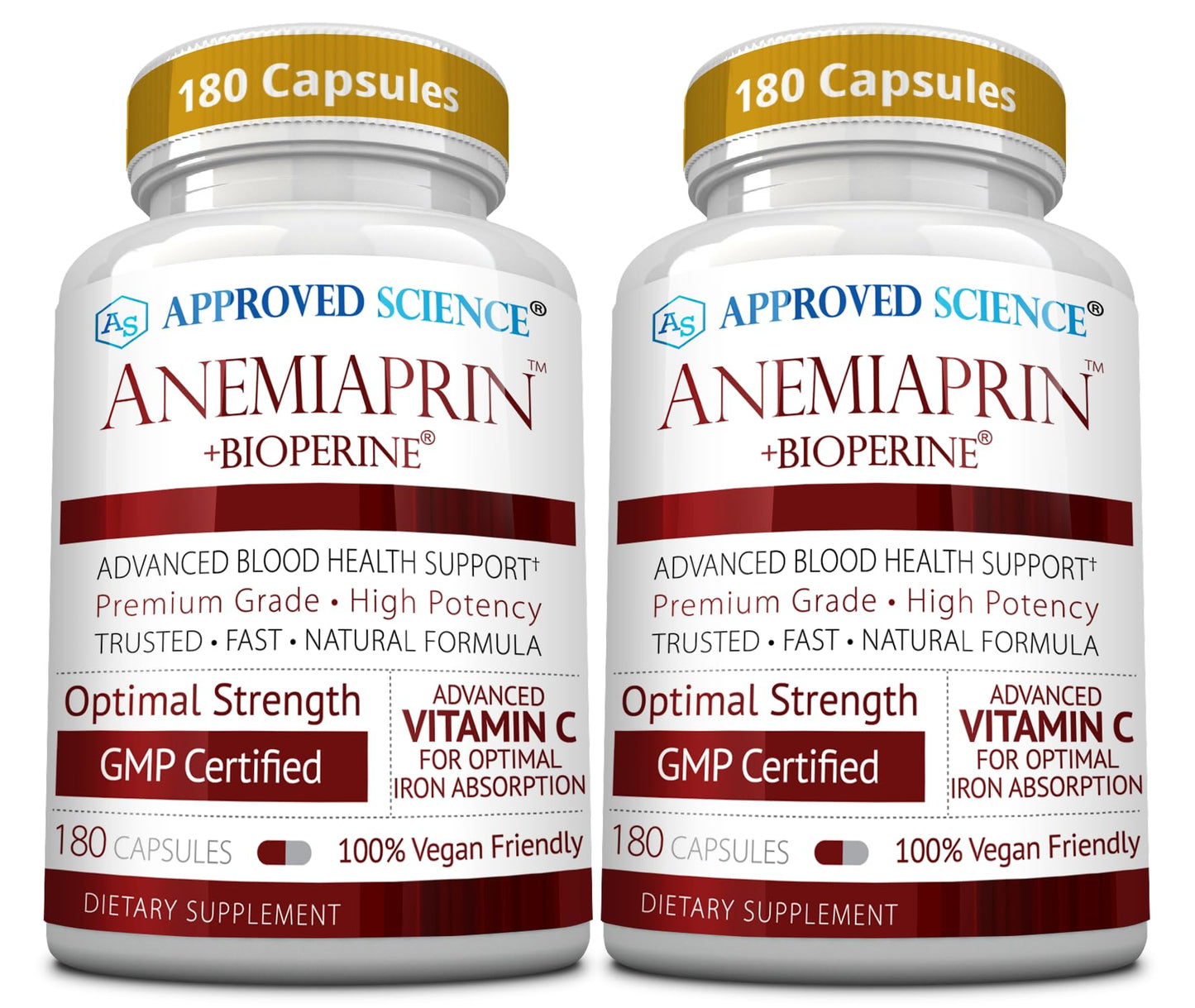 Approved Science Anemiaprin Iron Bisglycinate with Vitamin C Capsules 360