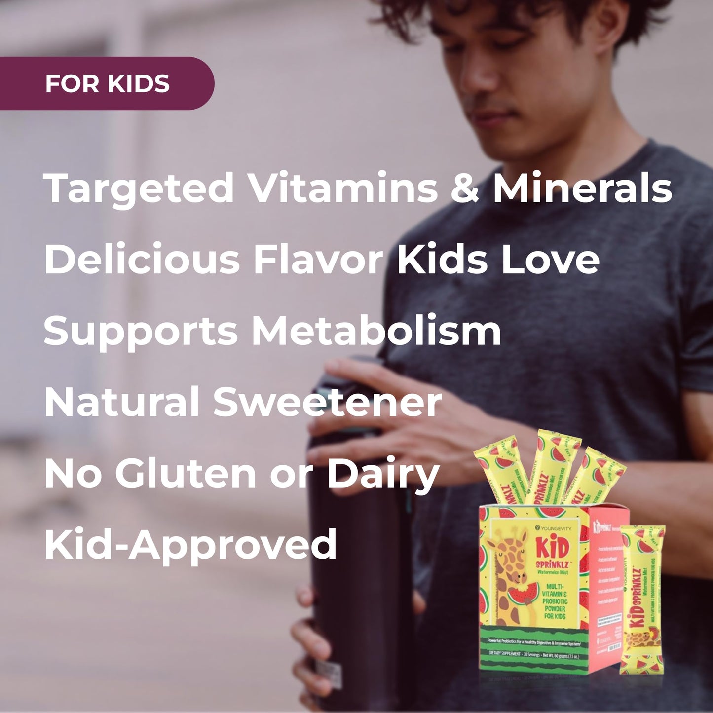 Youngevity Kidsprinklz Watermelon Mist Multivitamin Powder, 2.1 Ounce
