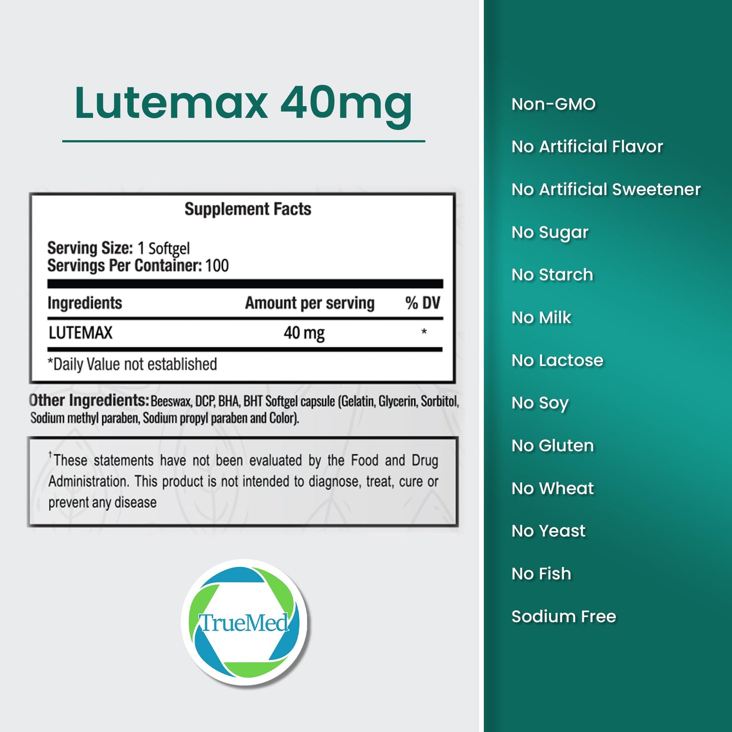 TRUEMED Lutemax 40 mg Softgels, 100 Softgels