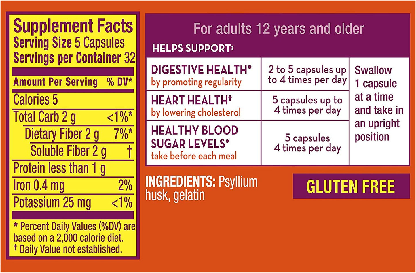 Metamucil Meta Mucil 3-in-1 MultiHealth Fiber Supplement, 600 Capsules