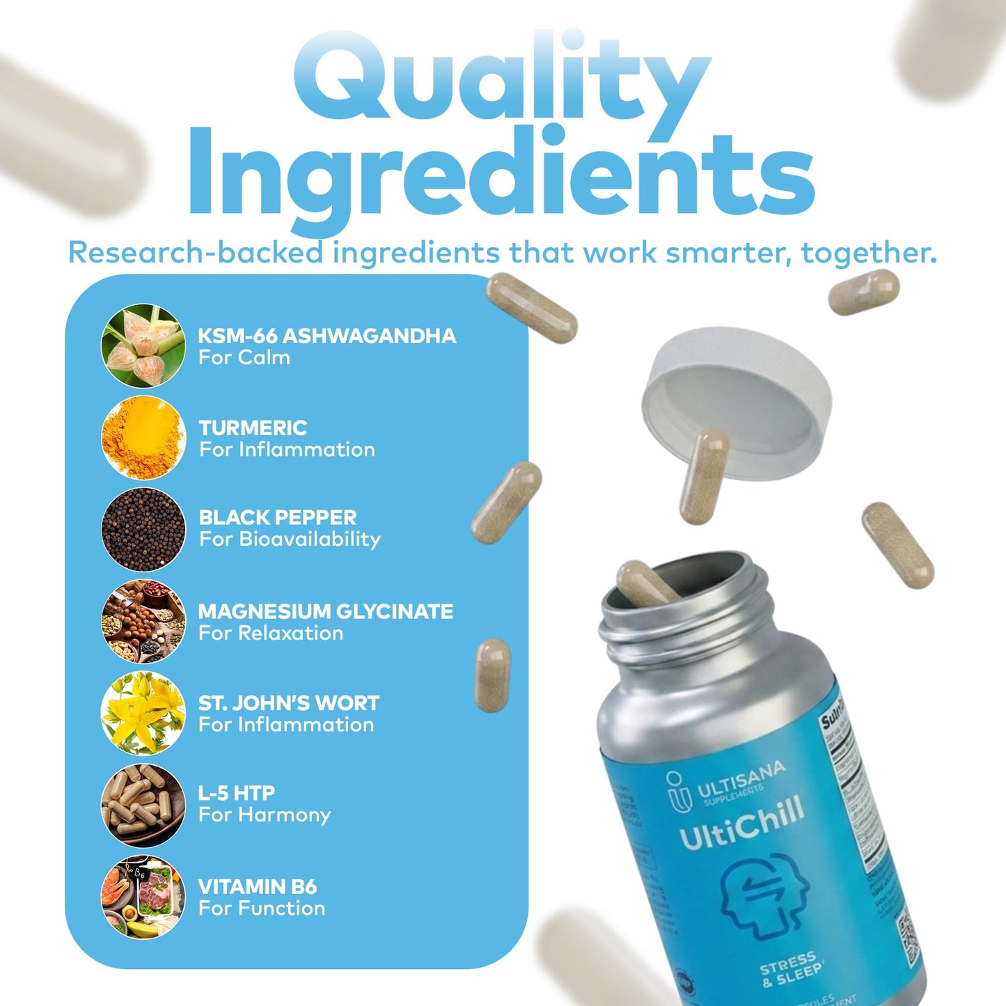 Ultisana UltiChill Stress Relief Supplement Capsules, 60 Capsules