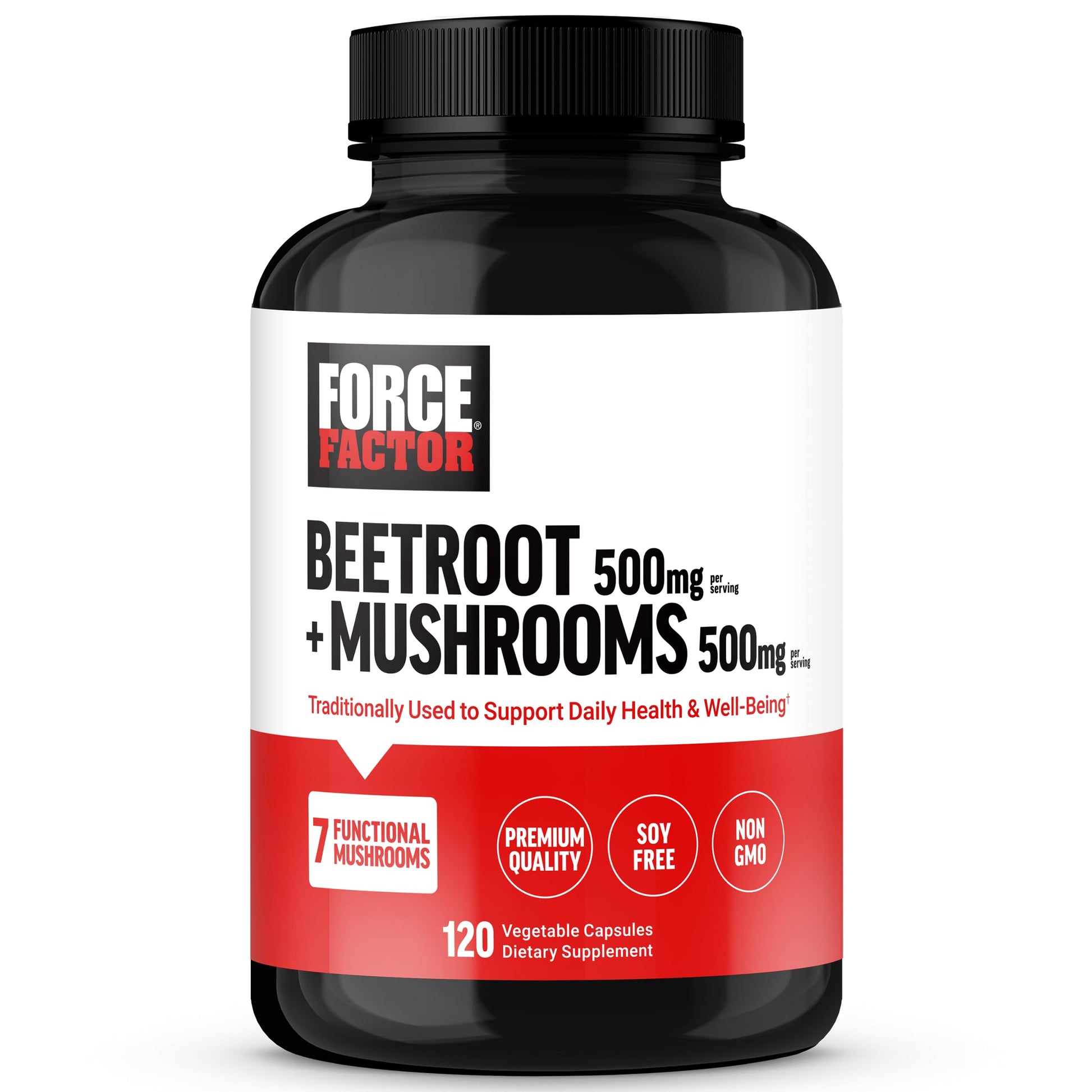 Force Factor Beetroot + Mushrooms Supplement Capsule 120 Count