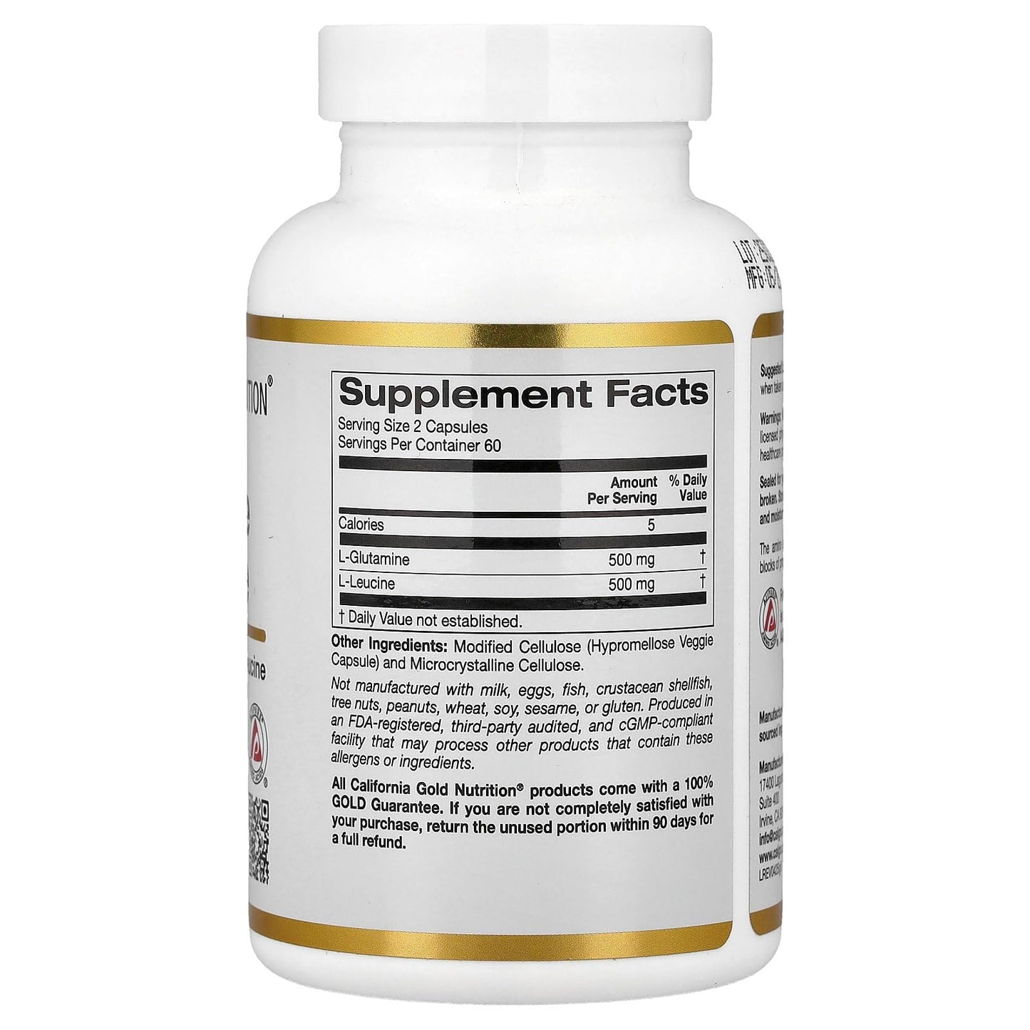 SuperNutrition L-Glutamine + L-Leucine Veggie Capsules, 120 Capsules