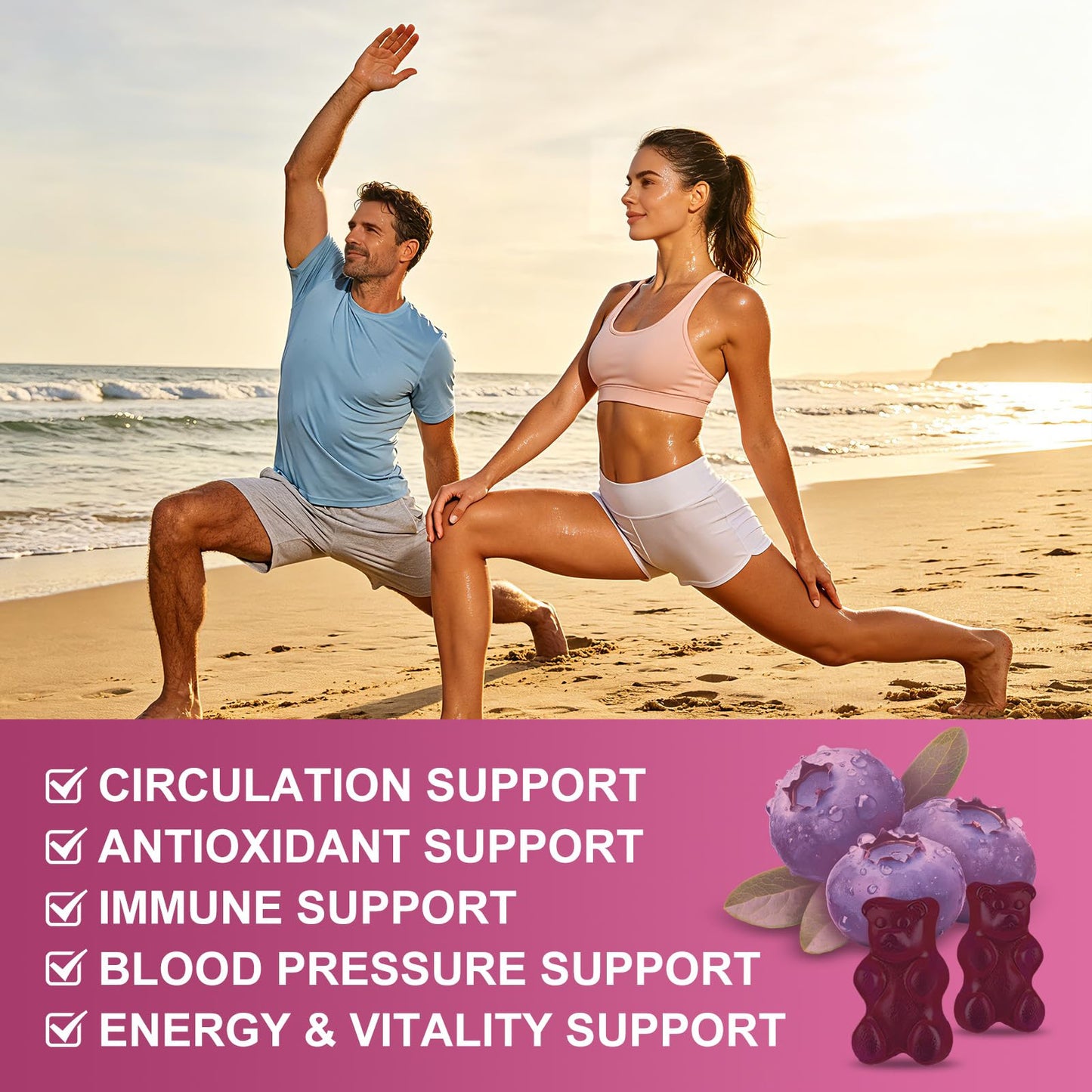 WOGORGT Beet Root Gummies Nitric Oxide Booster Sugar Free, 60 Count