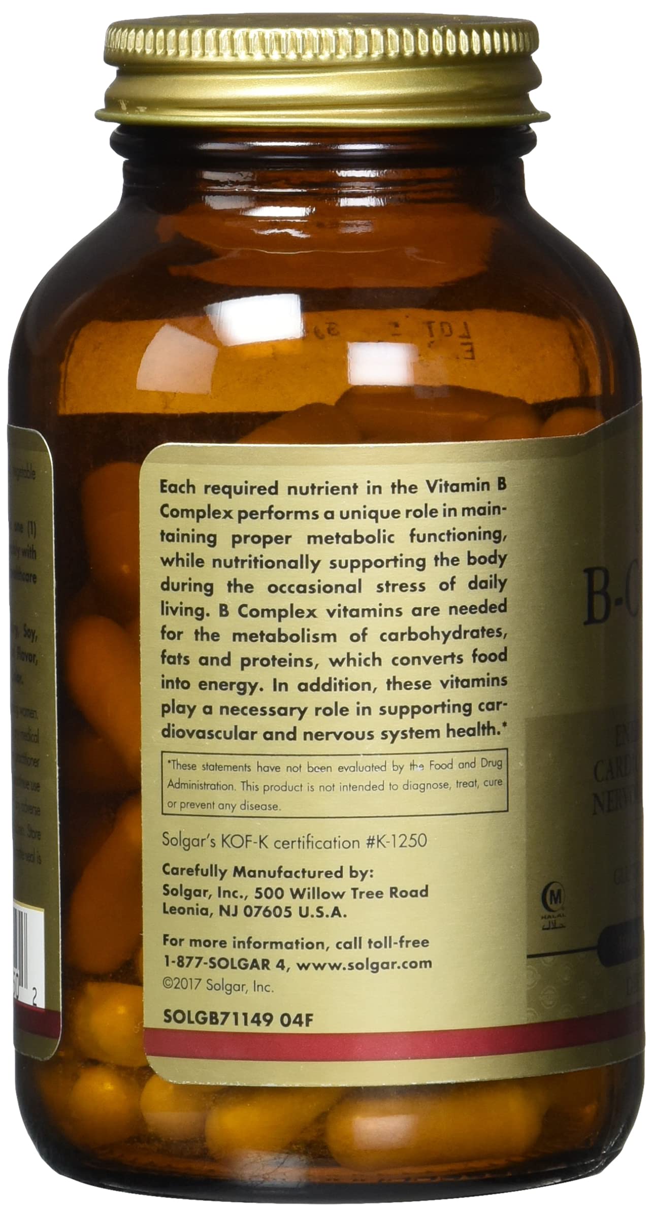Solgar B-Complex 100 Vegetable Capsules, 100 Count