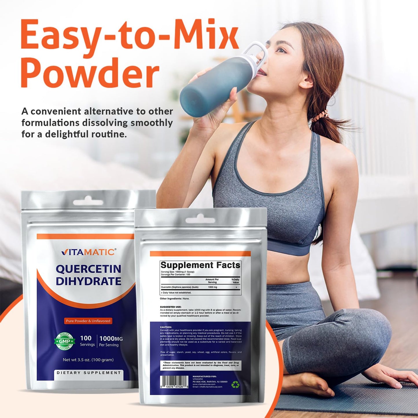 Vitamatic Quercetin Dihydrate Powder 1000 mg, 3.5 Ounce
