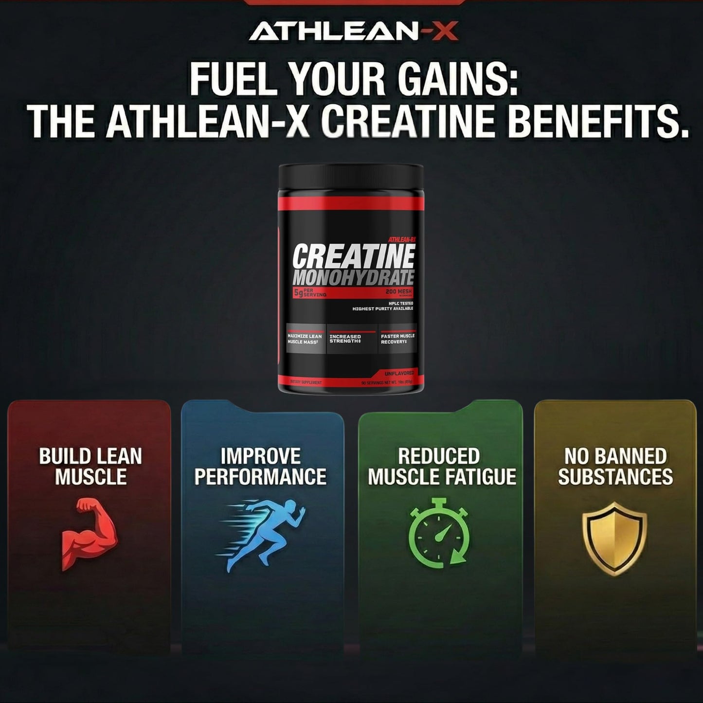 ATHLEAN-X X-CREATINE Pure Micronized Creatine Monohydrate Powder, 16 Servings