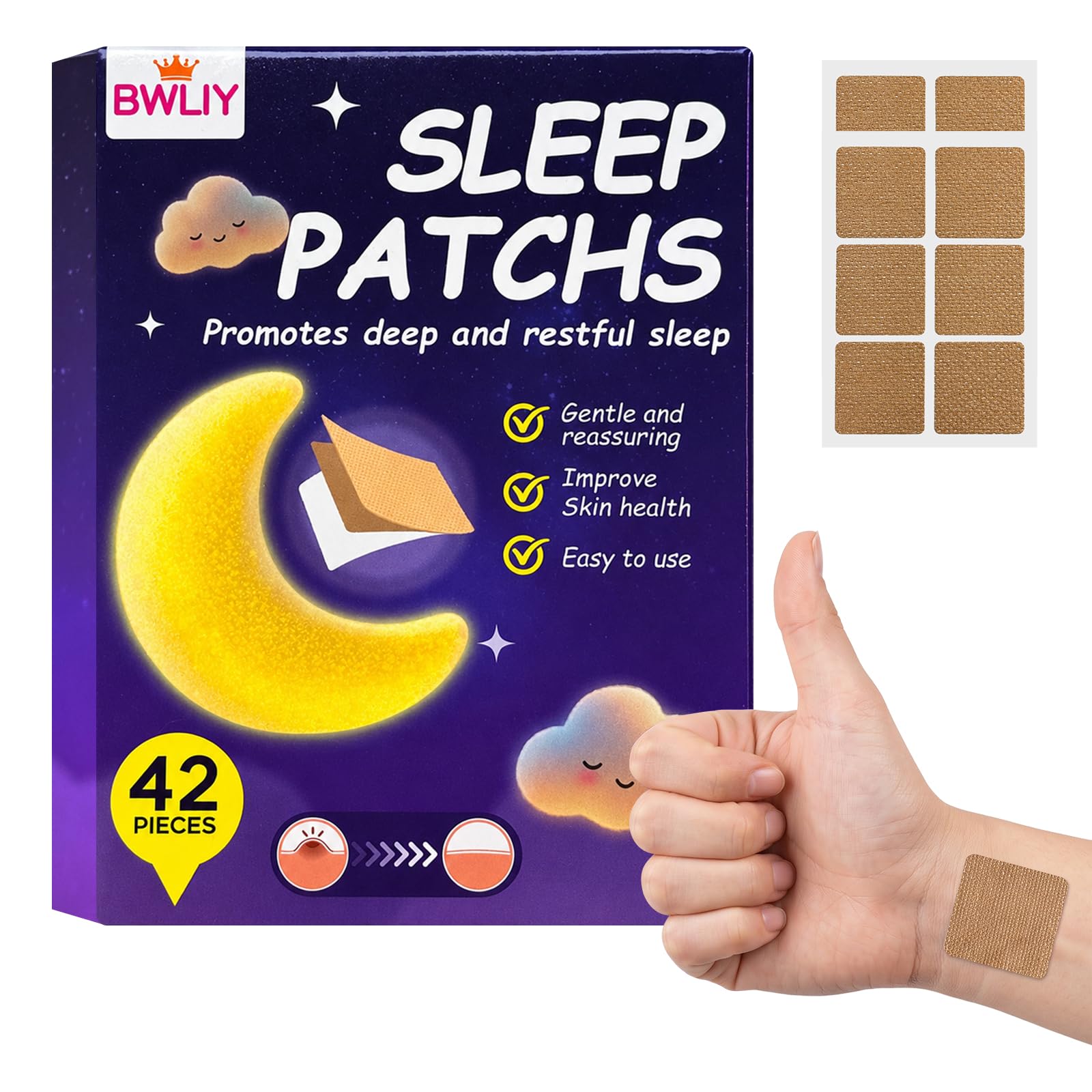 BWLIY Sleep Patch Tablets, 42 Tablets