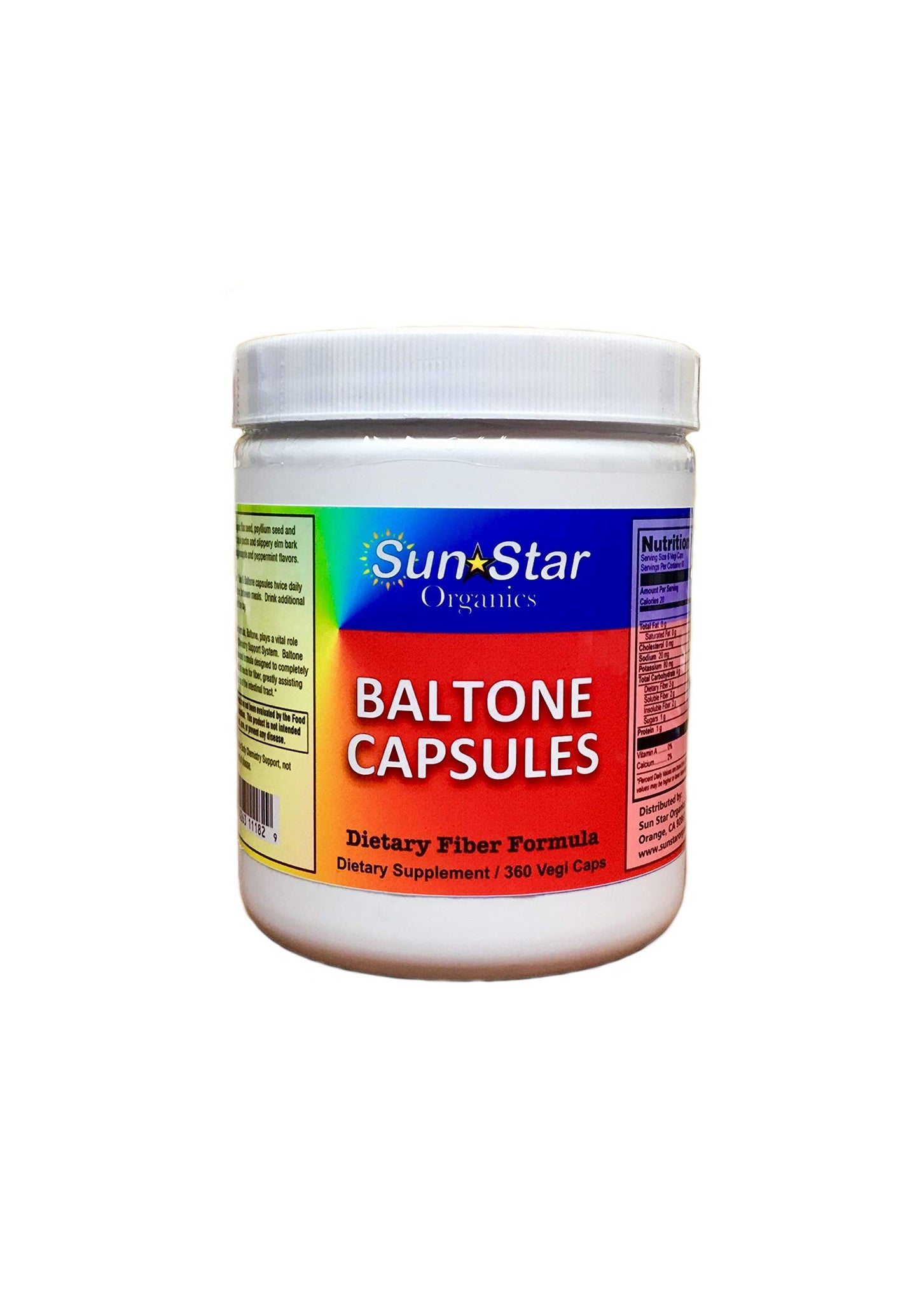 Sun Star Organics Baltone Dietary Fiber Capsules 360