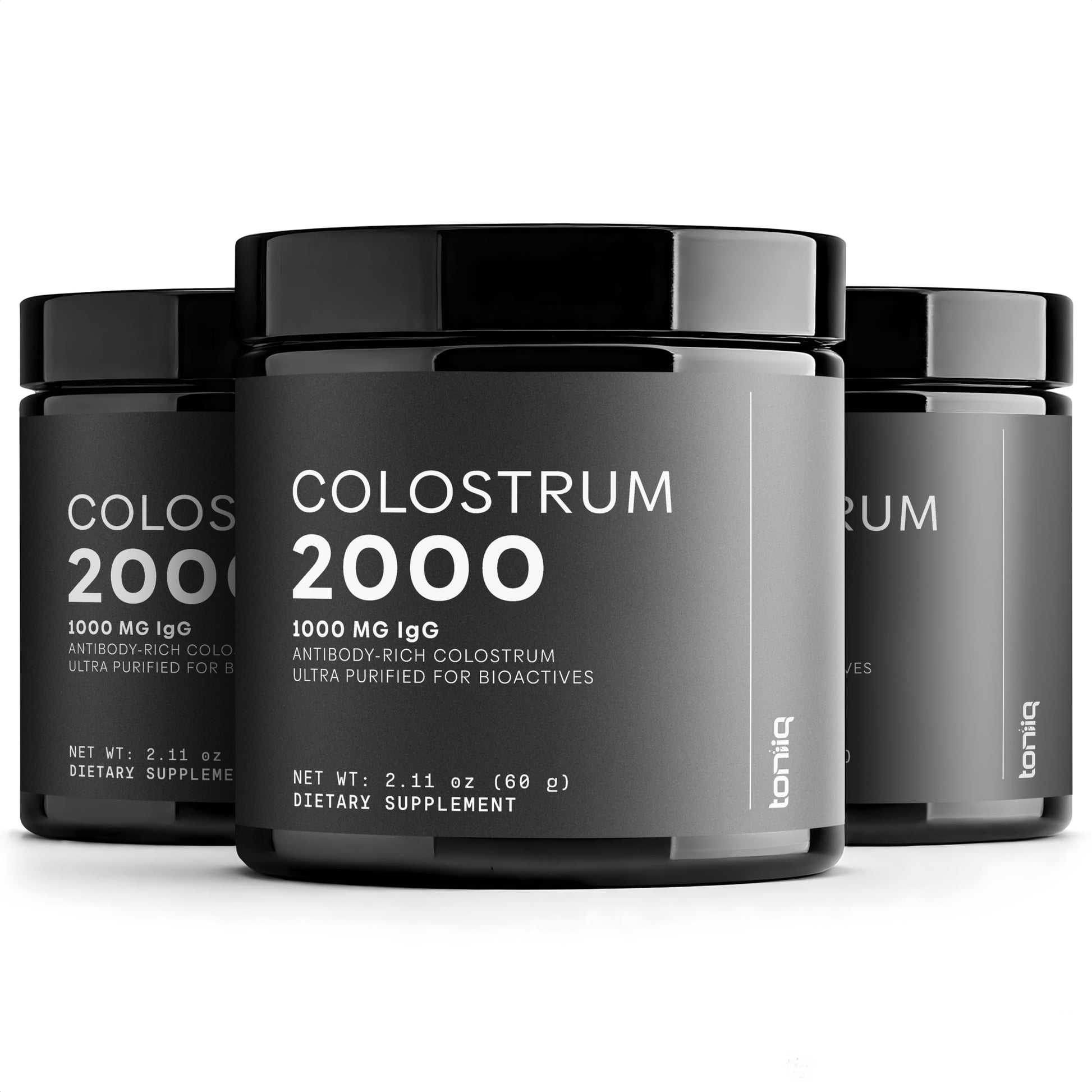 Toniiq Bovine Colostrum Powder Supplement 2000mg - 50% IgG for Gut Health, Immune Support & Skin - French Colostrum Farm-to-Jar Traceable, Microfiltered, Third-Party Tested, 6.33 oz