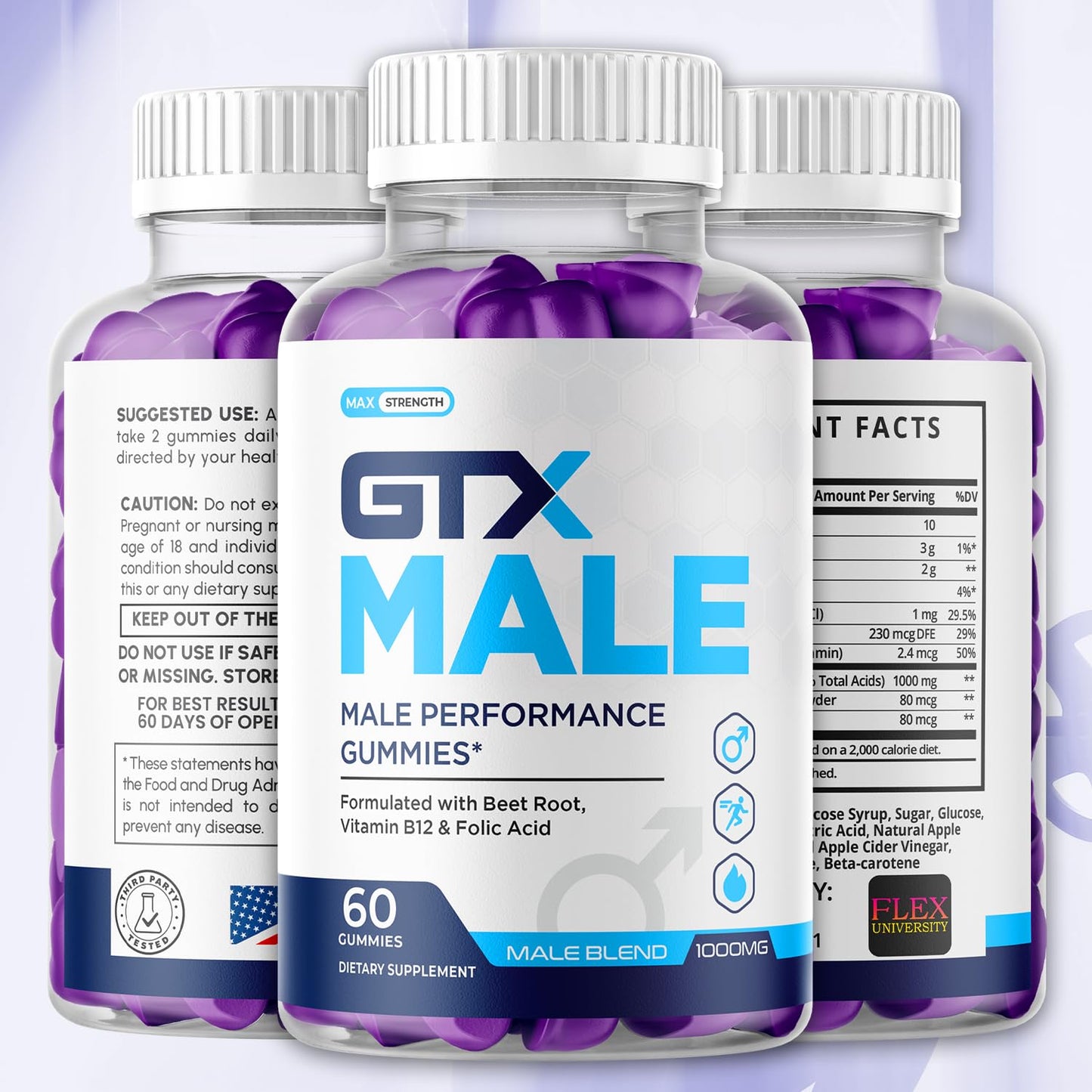Flex University GTX Male Gummies Chewable 60 Count