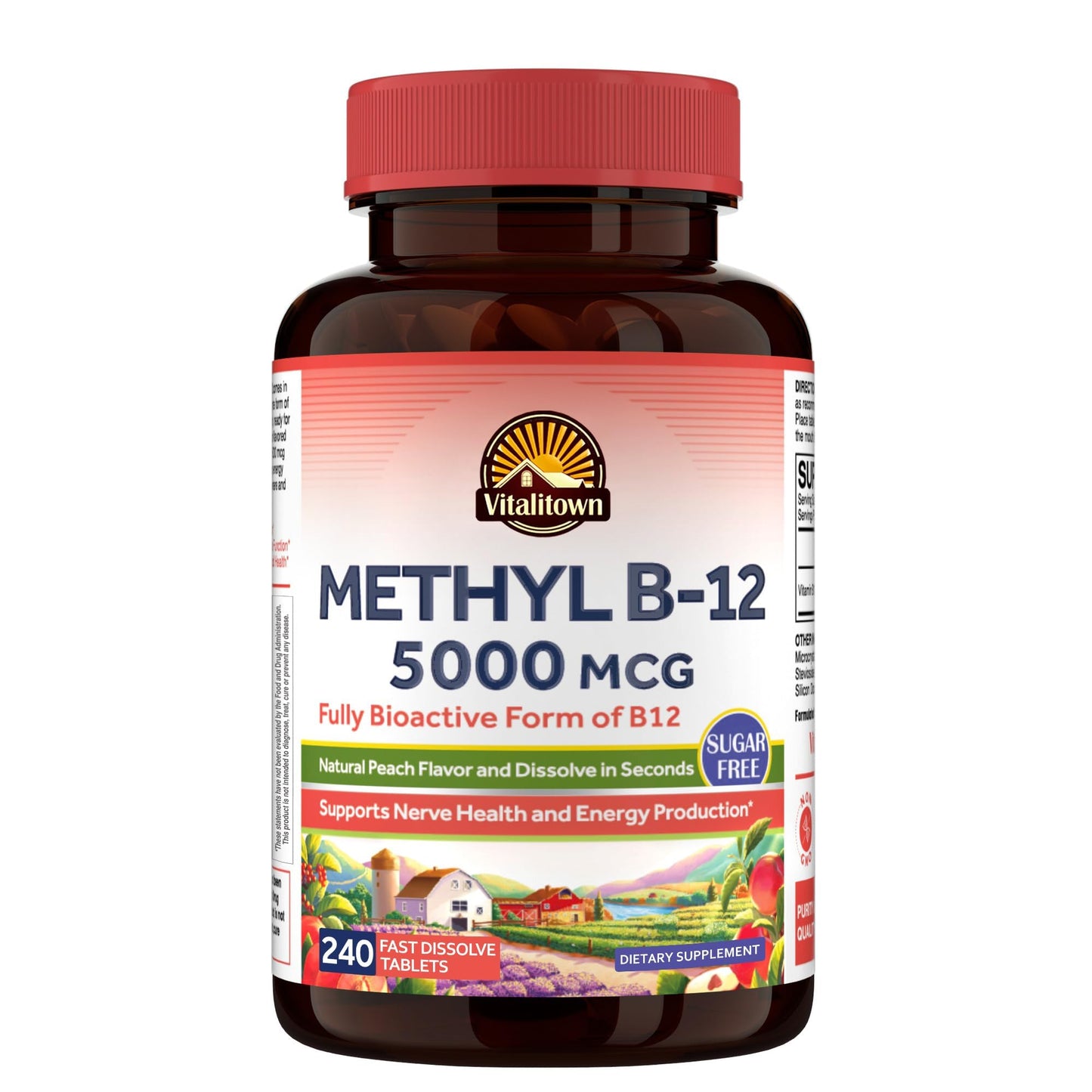 Vitalitown Vitamin B12 (Methyl B12) 5000 mcg, Fully Bioactive Form, 240 Tablets