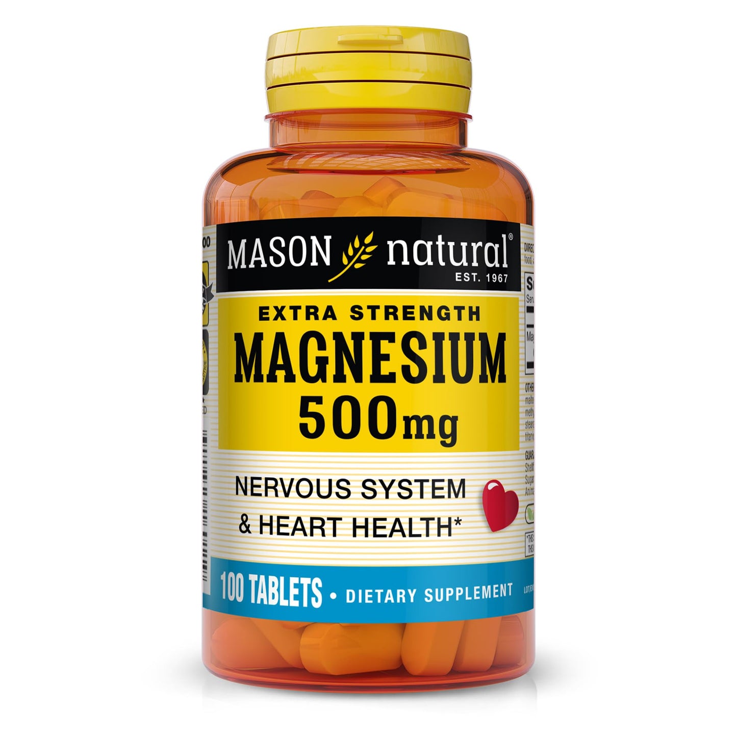 Mason Natural Magnesium 500 mg Extra Strength Tablet, 100 Count