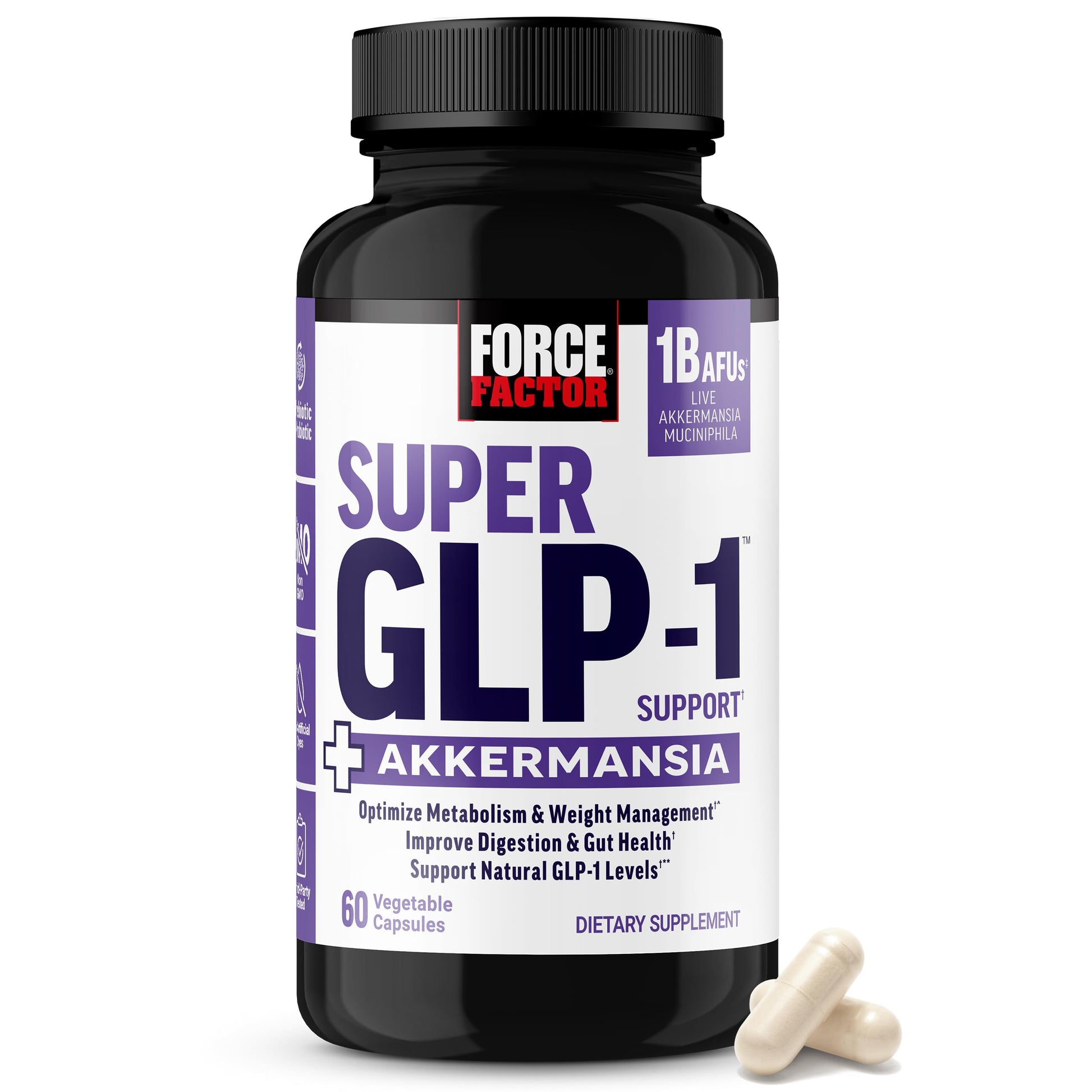 Force Factor Super GLP-1 Support + Akkermansia Probiotic, 60 Capsules