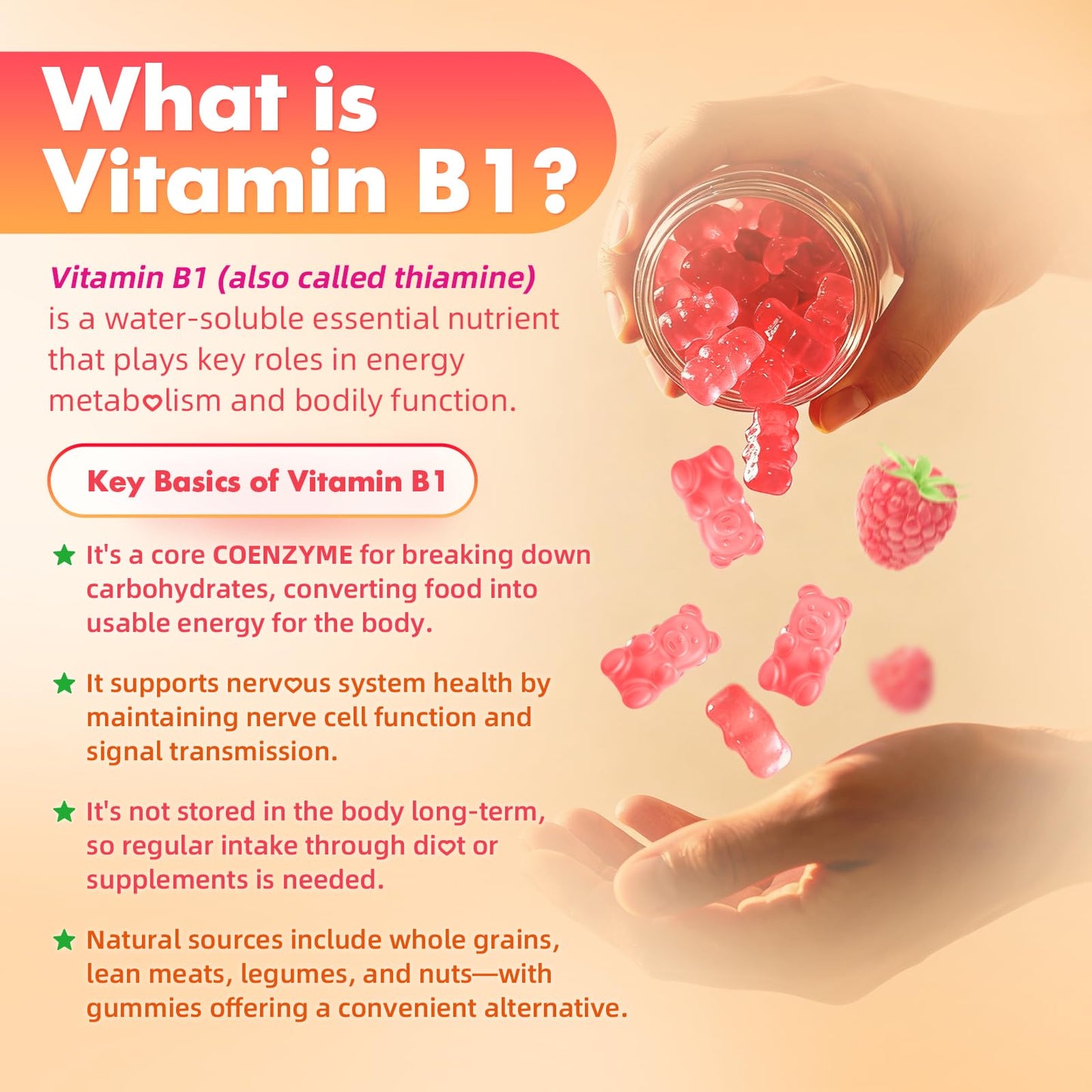 MEENCCD Vitamin B1 Gummies 120 Count