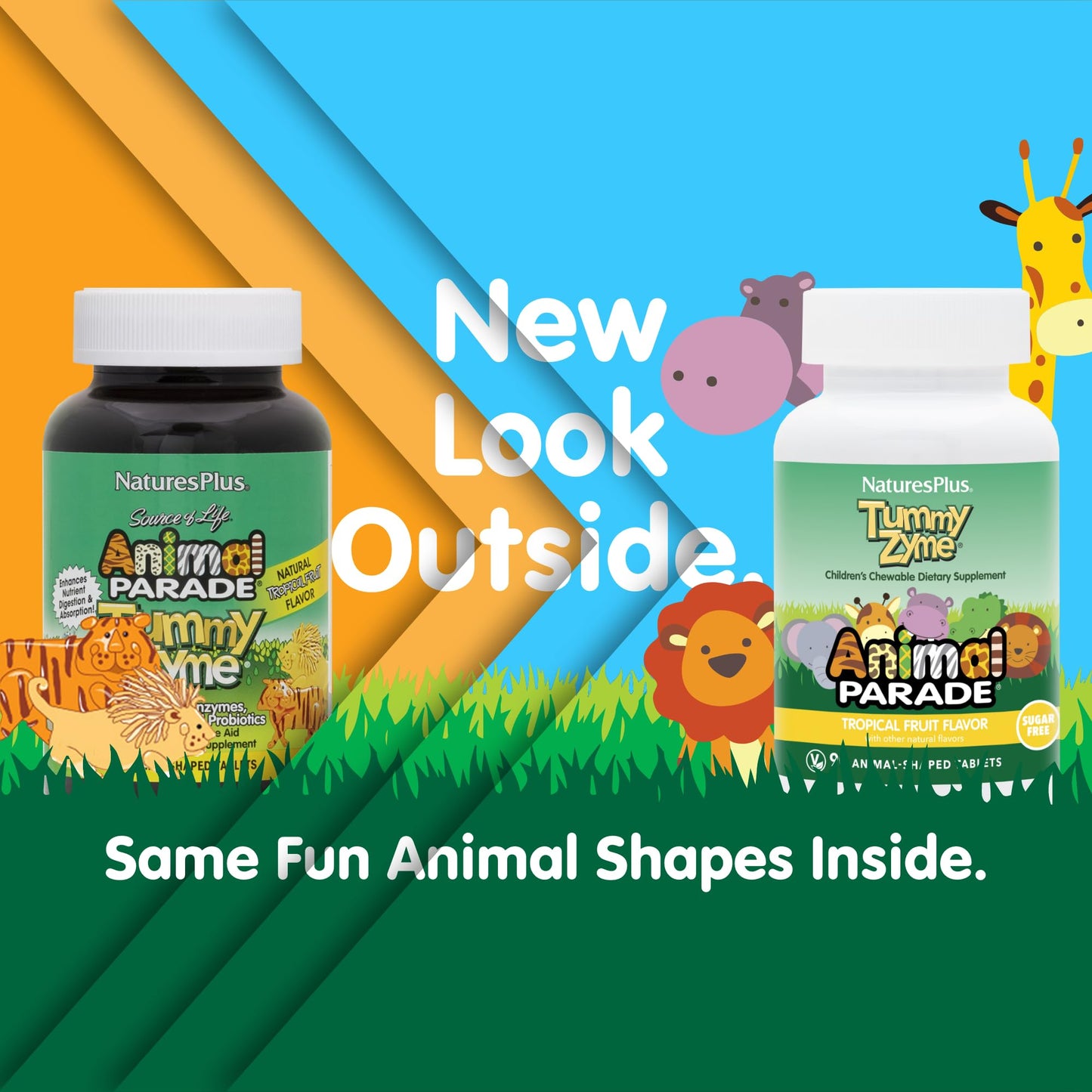 NaturesPlus Animal Parade Tummy Zyme Children's Chewable Tablets, 90 Count