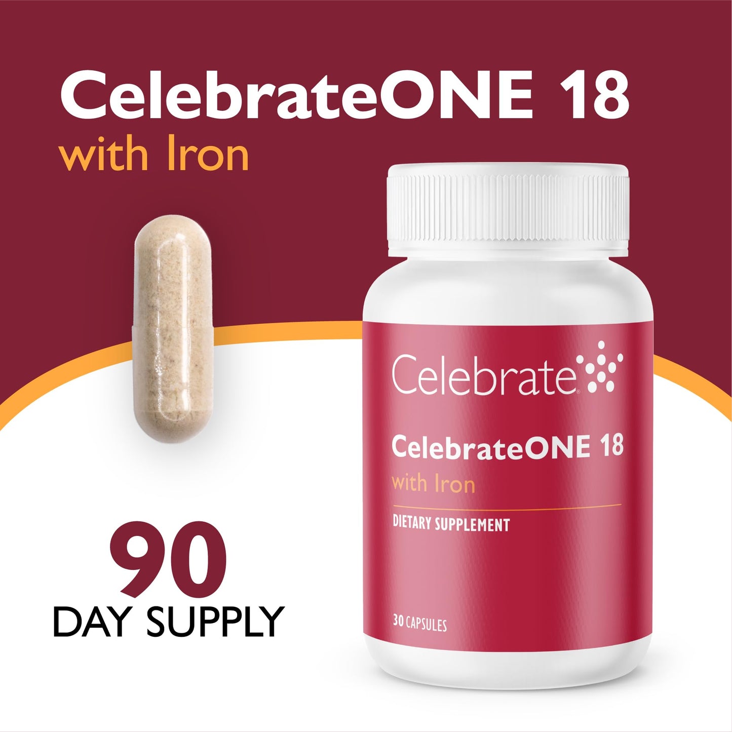 Celebrate Bariatric Supplements CelebrateONE Bariatric Multivitamin with Iron 18 mg Capsules 30