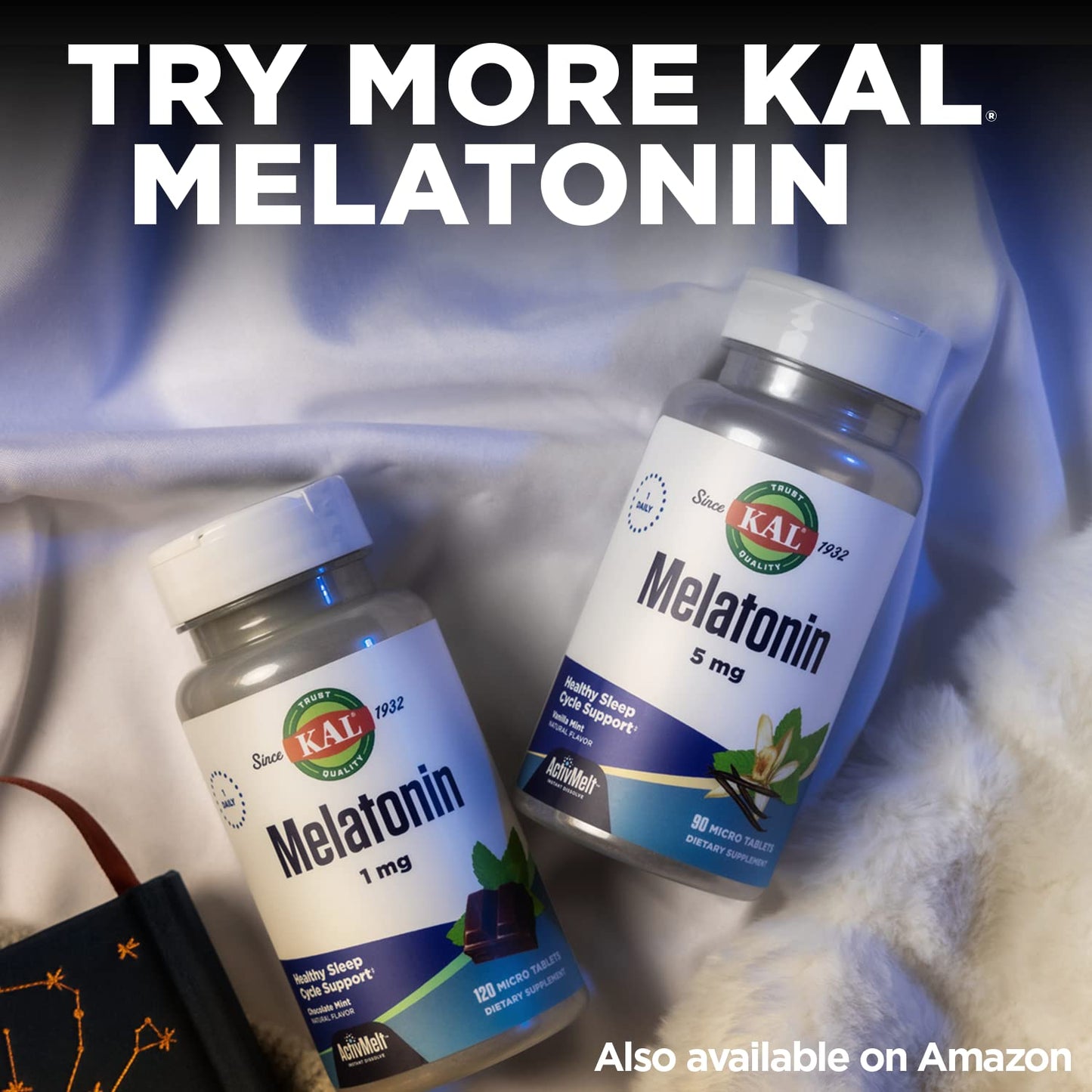 KAL Melatonin 1mg Sleep Aid Tablets, 120 Tablets