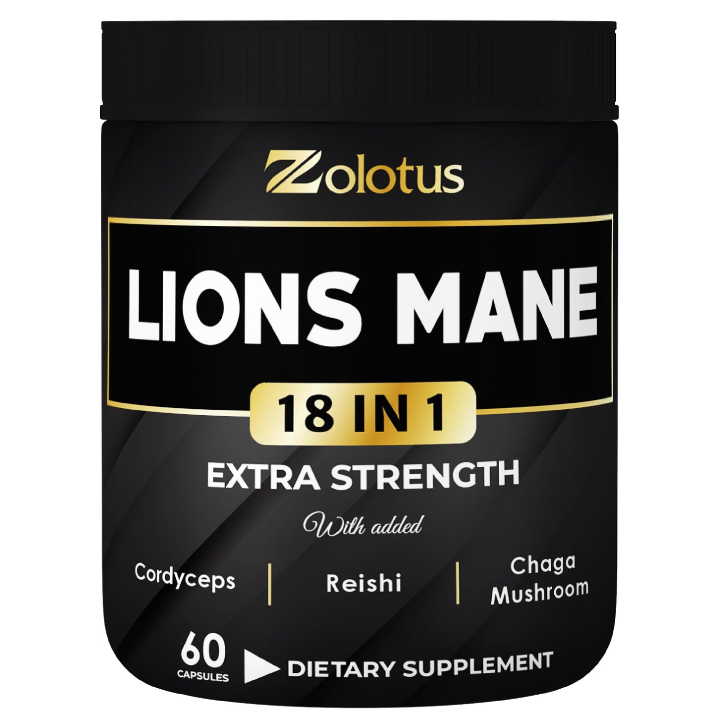 Zolotus Lions Mane Mushroom Capsules with Cordeyceps, Elderberry, Ginkgo Biloba, Bacopa, 60 Capsules