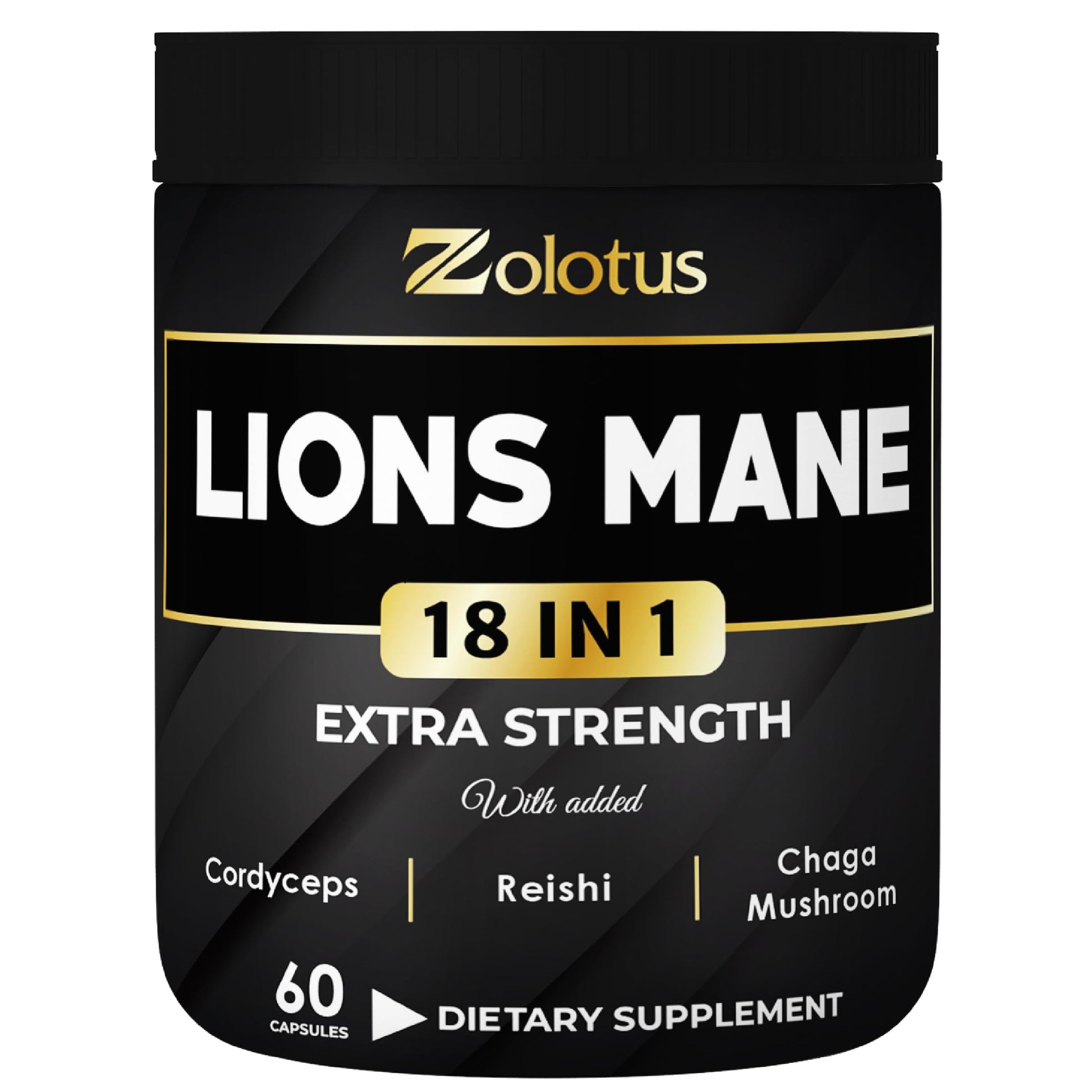 Zolotus Lions Mane Mushroom Capsules with Cordeyceps, Elderberry, Ginkgo Biloba, Bacopa, 60 Capsules