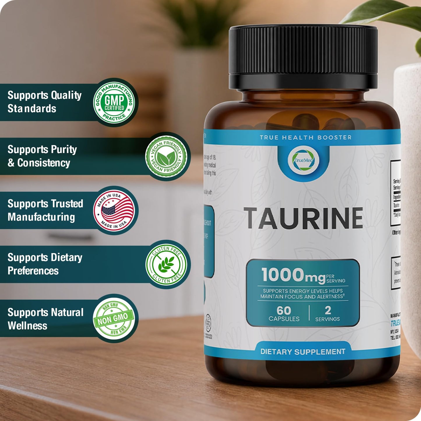 TRUEMED Taurine 1000mg Capsules 60 Capsules