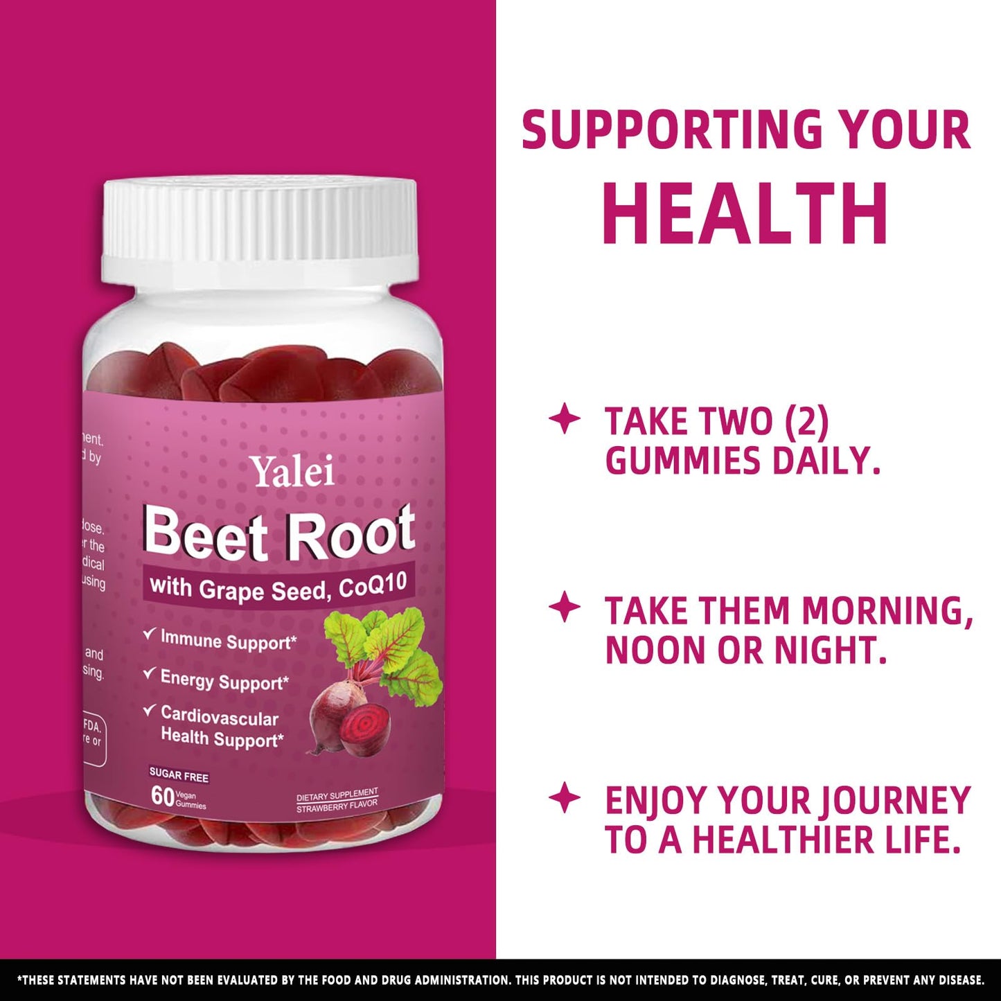 Yalei Beet Root Gummies for Blood Pressure Gummy, 60 Count