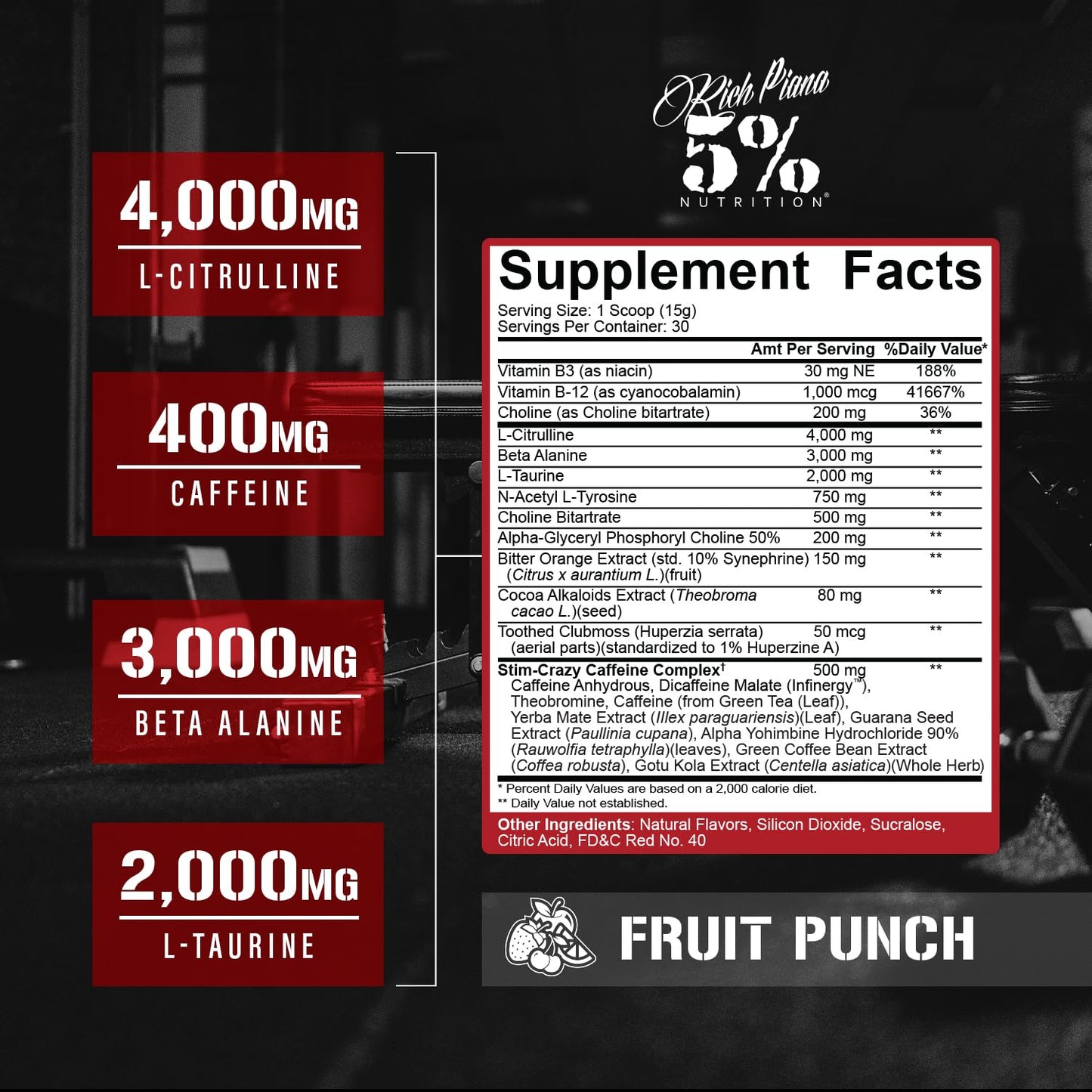 5% Nutrition Rich Piana 5150 High Stim Pre-Workout Powder, 15.87 Ounce