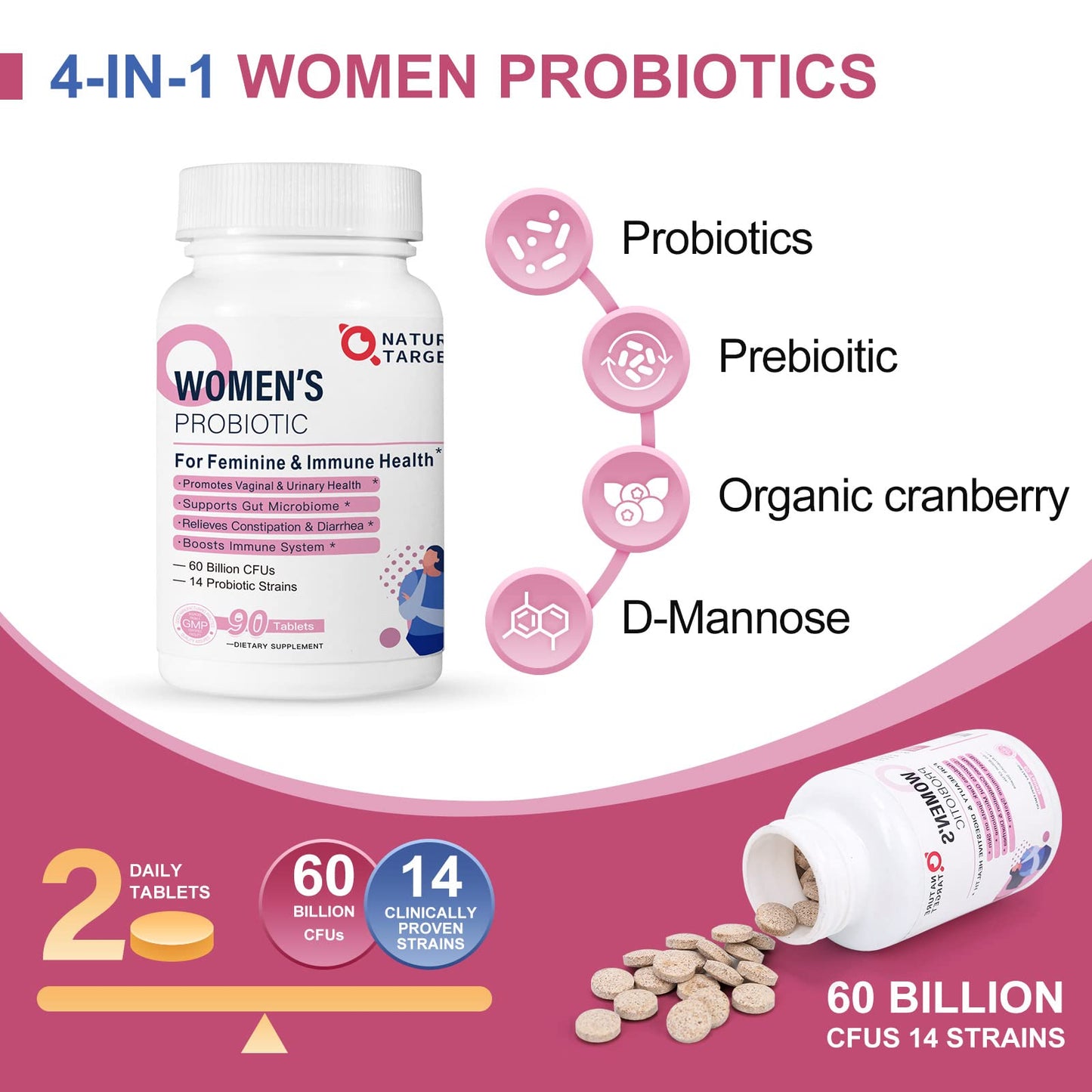 NATURE TARGET Probiotics for Women and Men Tablets 90