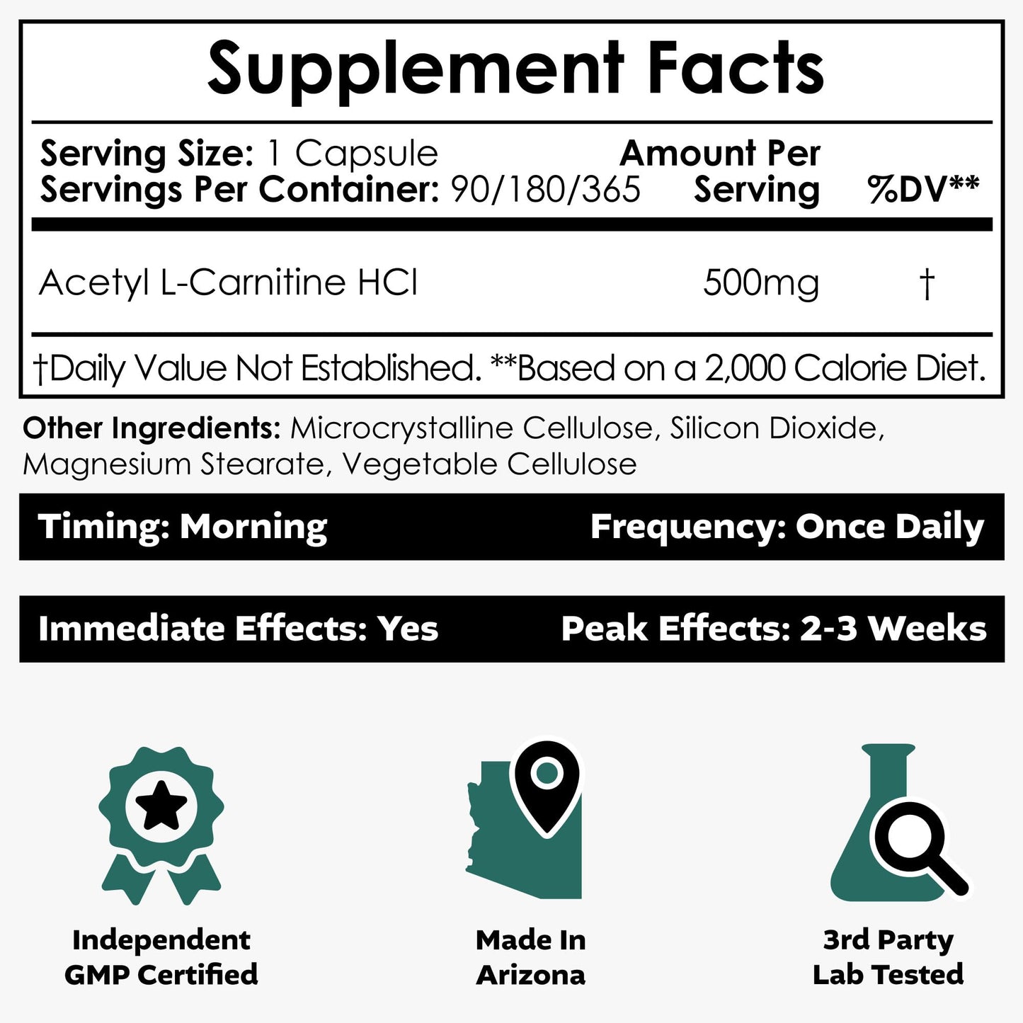 Nootropics Depot Acetyl L-Carnitine Capsules 500mg, 90 Count