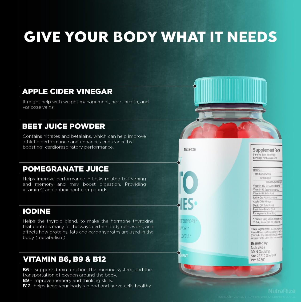 NutraRize Keto Purity Gummies for Advanced Weight Loss with ACV, Maximum Strength Dietary Supplement, 120 Gummies