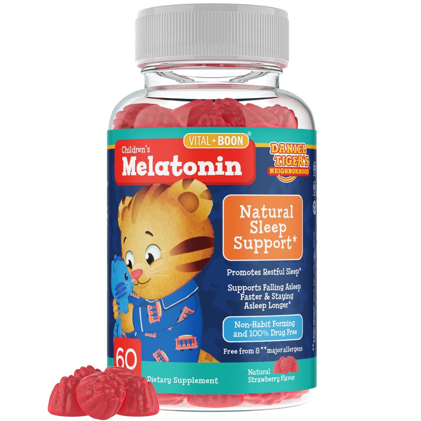 Vital+Boon Daniel Tiger Kids Melatonin Gummies, Gummy, 60 Count