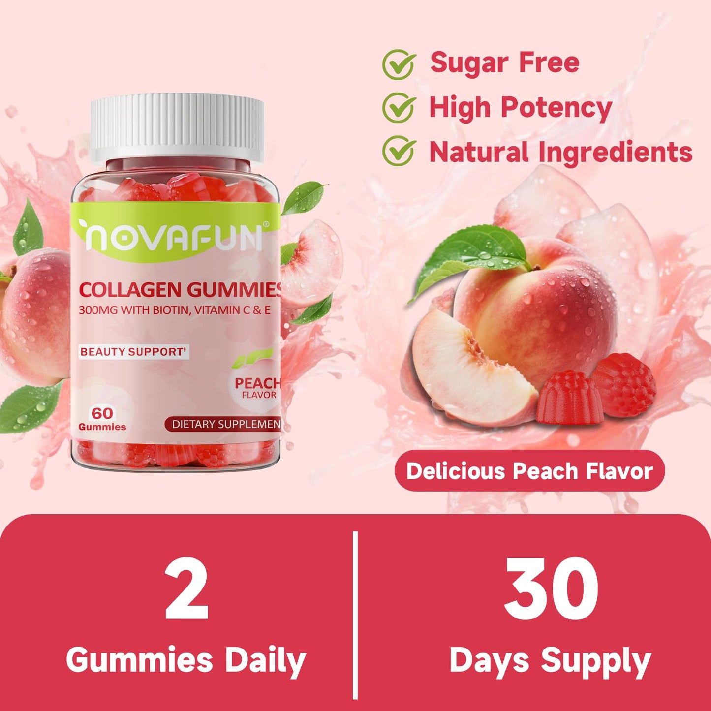 Novafun Collagen Gummies 300mg, 60 Gummies