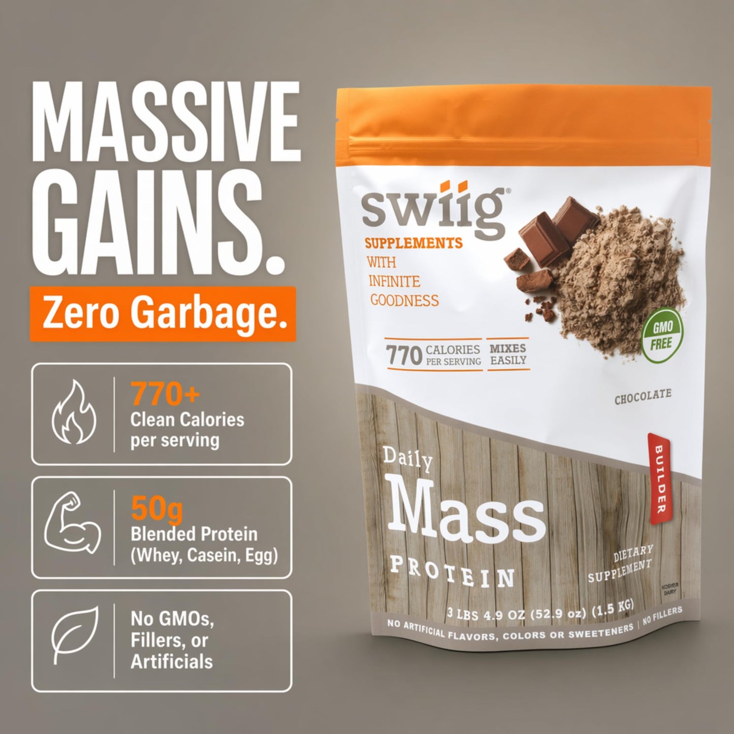 swiig Mass Builder Protein Powder, Chocolate 52.8