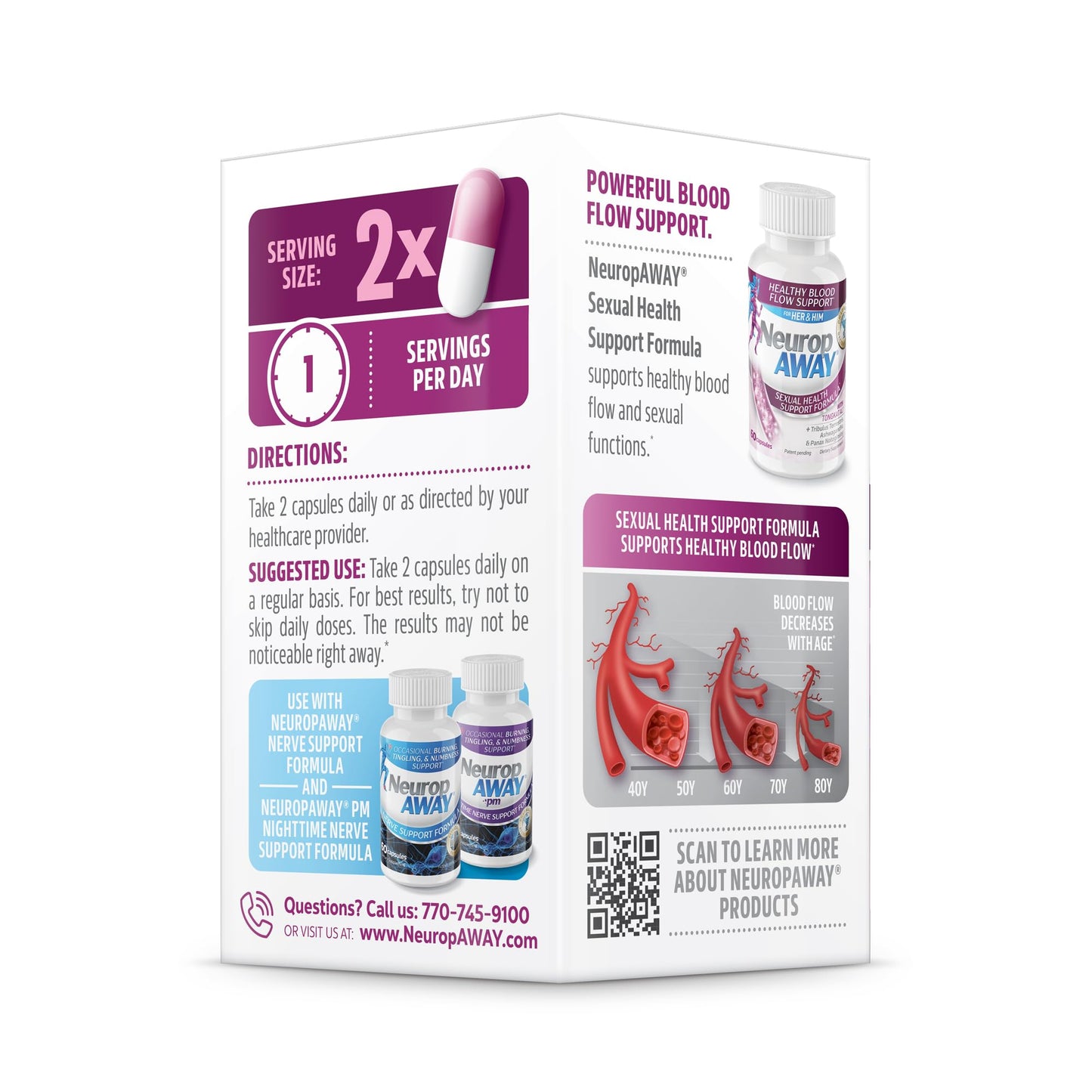 NeuropAWAY Blood Flow Support Formula for Men & Women Capsule, 60 Count