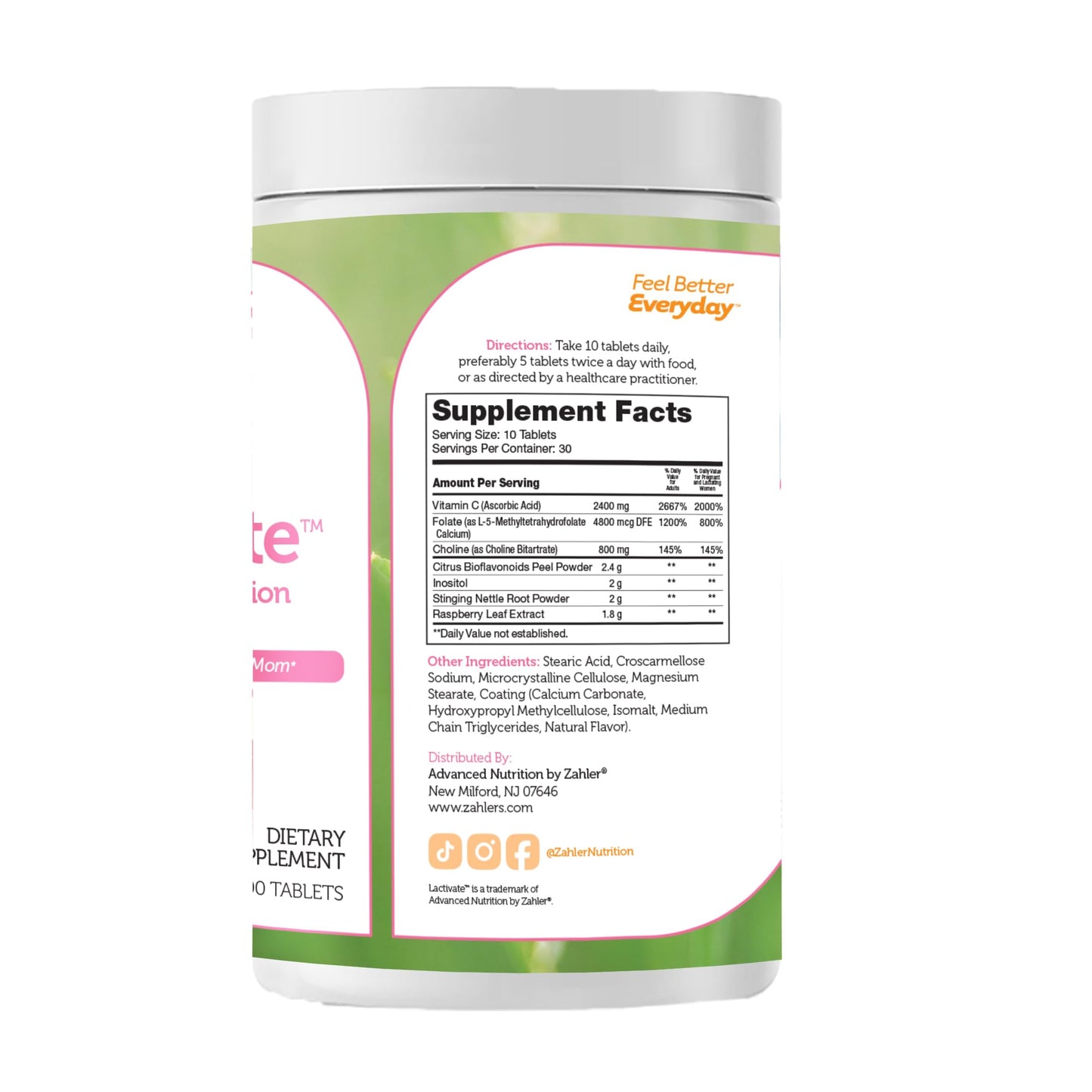 Zahler Lactivate Advanced Lactation Support Supplement 300 Tablets