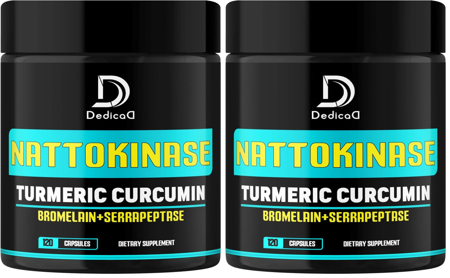 DEDICAD 4-in-1 Nattokinase 2000 FU, Turmeric, Bromelain, Serrapeptase Capsules 240 Count