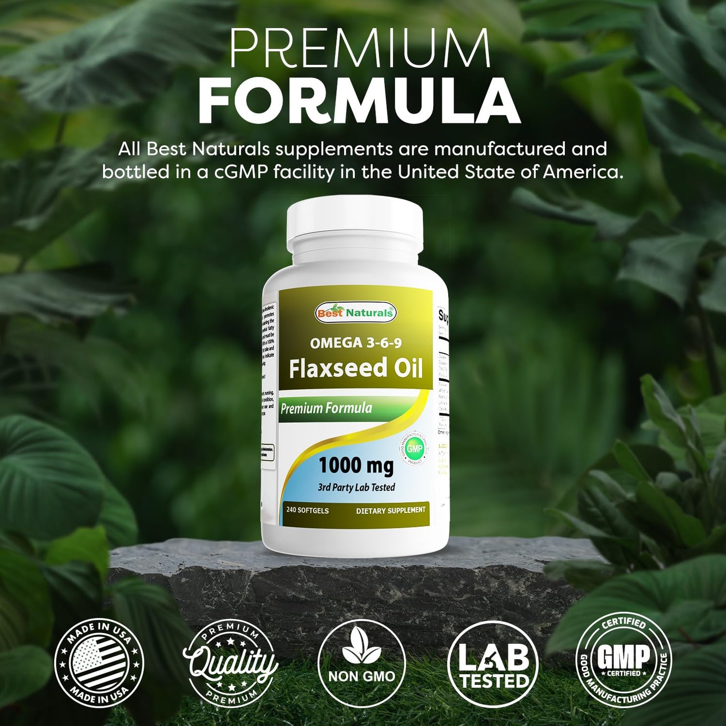 Best Naturals Flaxseed Oil 1000 mg Softgels 240