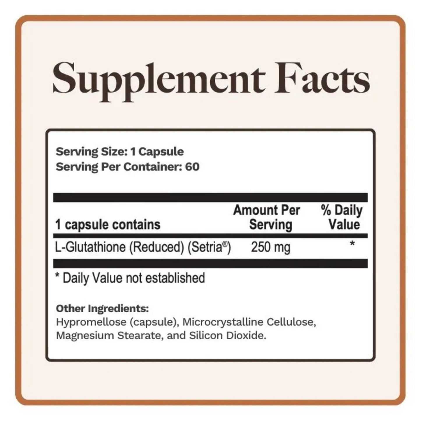 Utzy Naturals Glutathione 250 mg Setria Reduced L-Glutathione, 60 Capsules