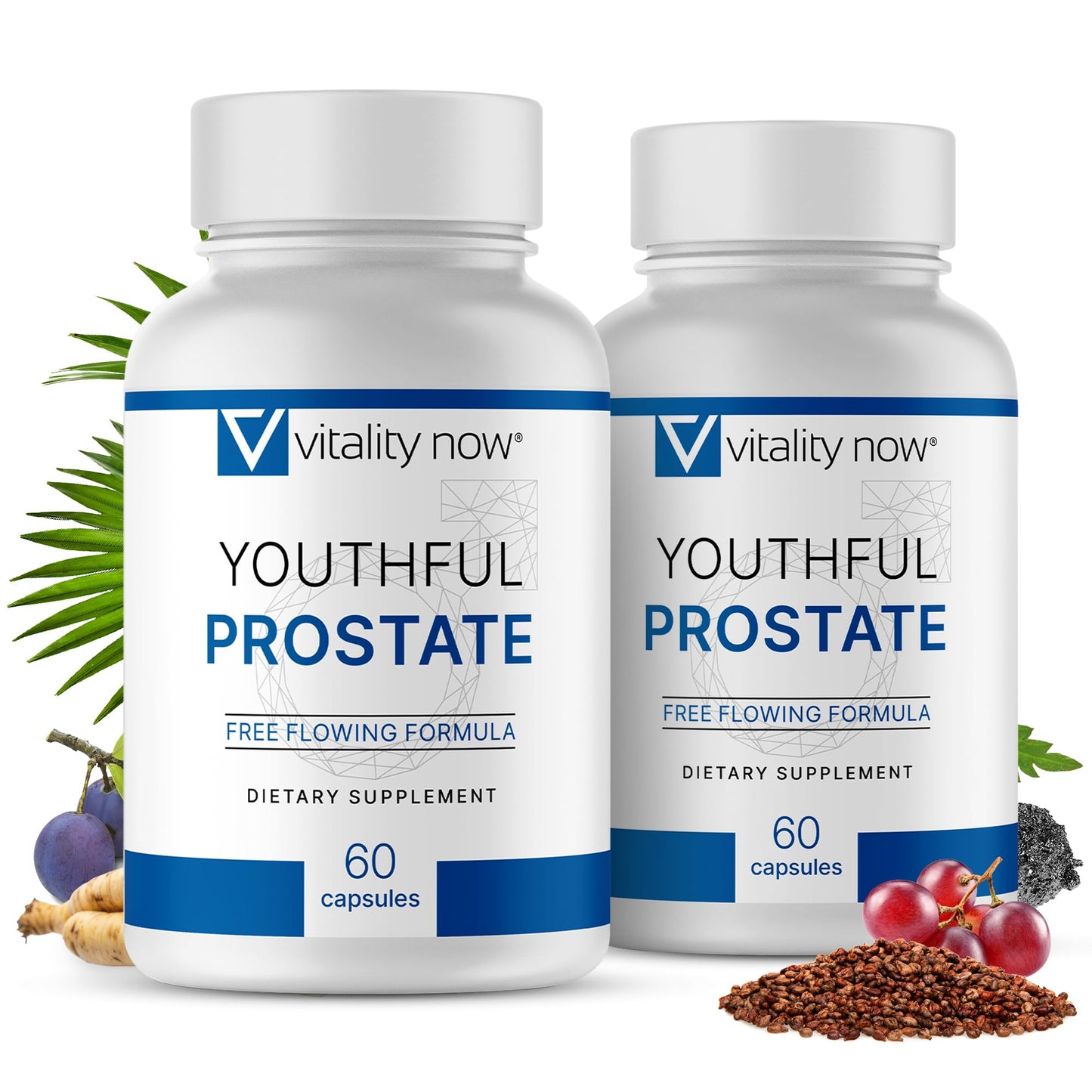 Vitality Now Youthful Prostate Saw Palmetto for Men with Panax Ginseng, Vitamin E & Lycopene Prostate Supplement, Antioxidant Protection, Capsules, 120 Count
