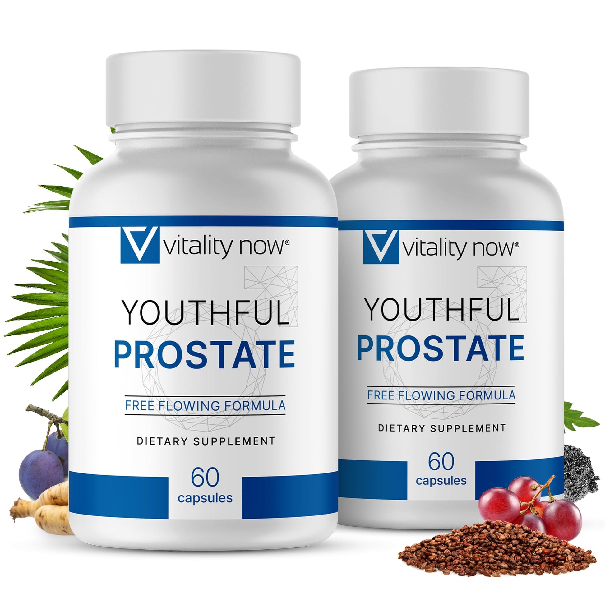 Vitality Now Youthful Prostate Saw Palmetto for Men with Panax Ginseng, Vitamin E & Lycopene Prostate Supplement, Antioxidant Protection, Capsules, 120 Count