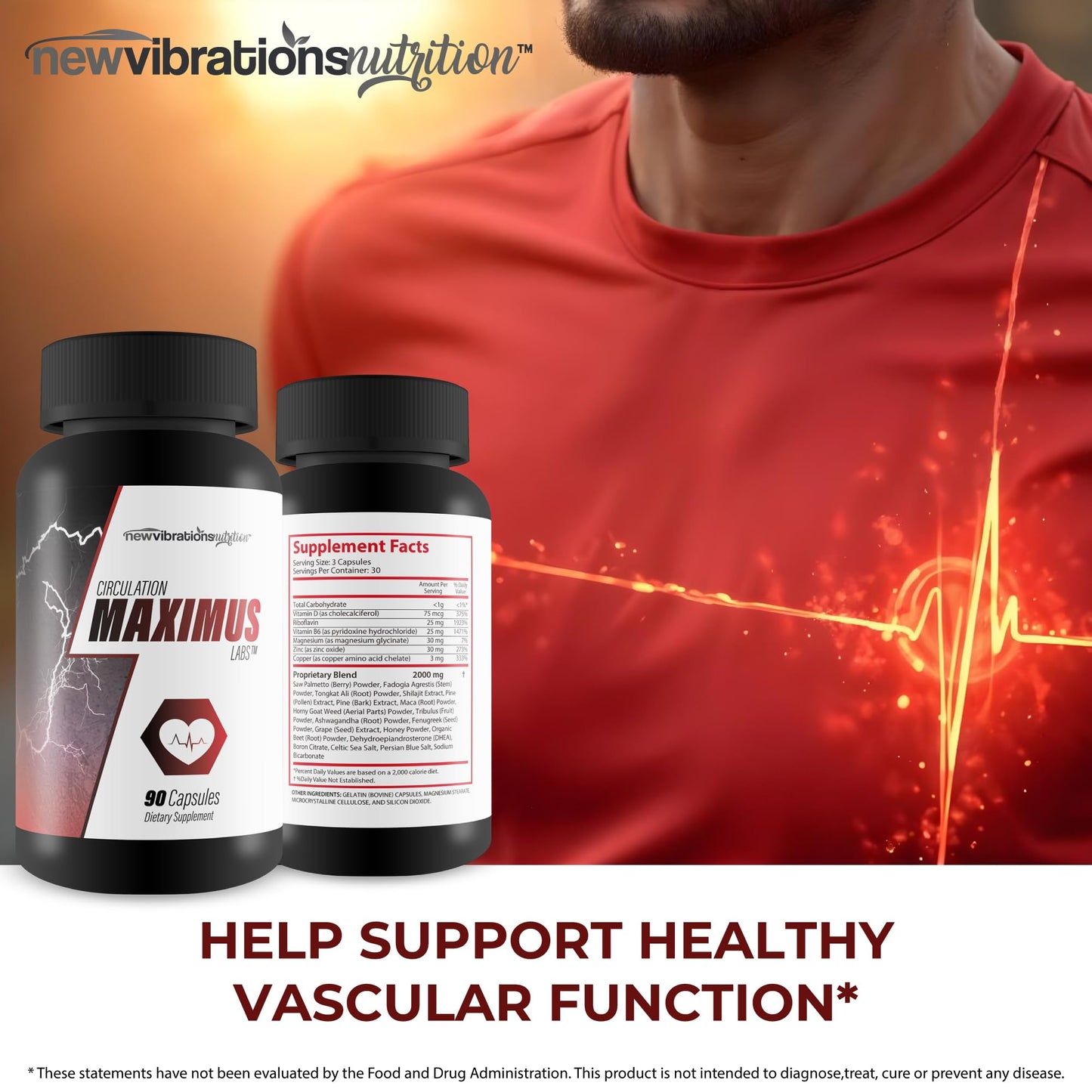 New Vibrations Nutrition Circulation Maximus Labs Capsule 90 Count