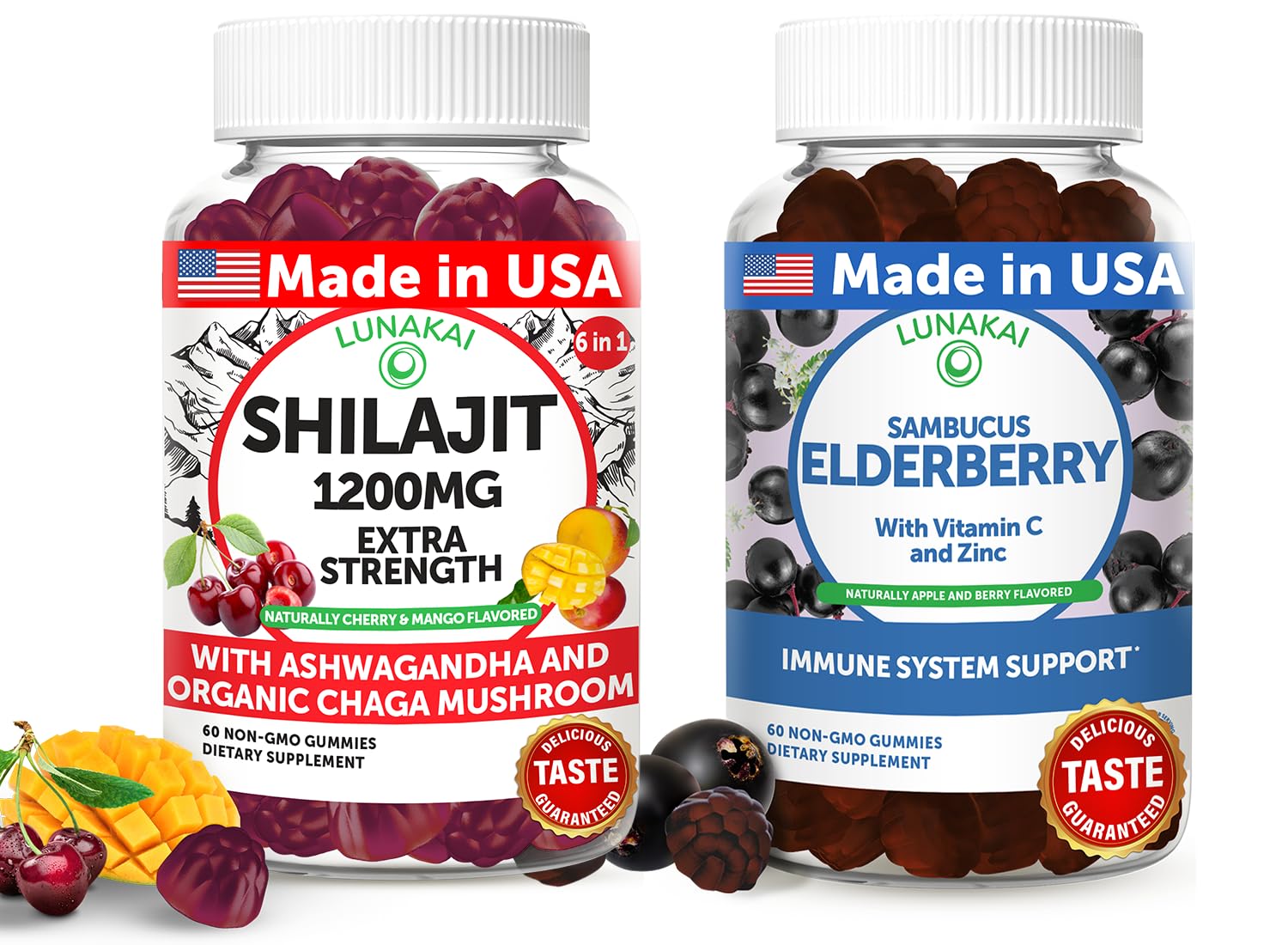 Lunakai Shilajit & Elderberry Gummies 120 Count