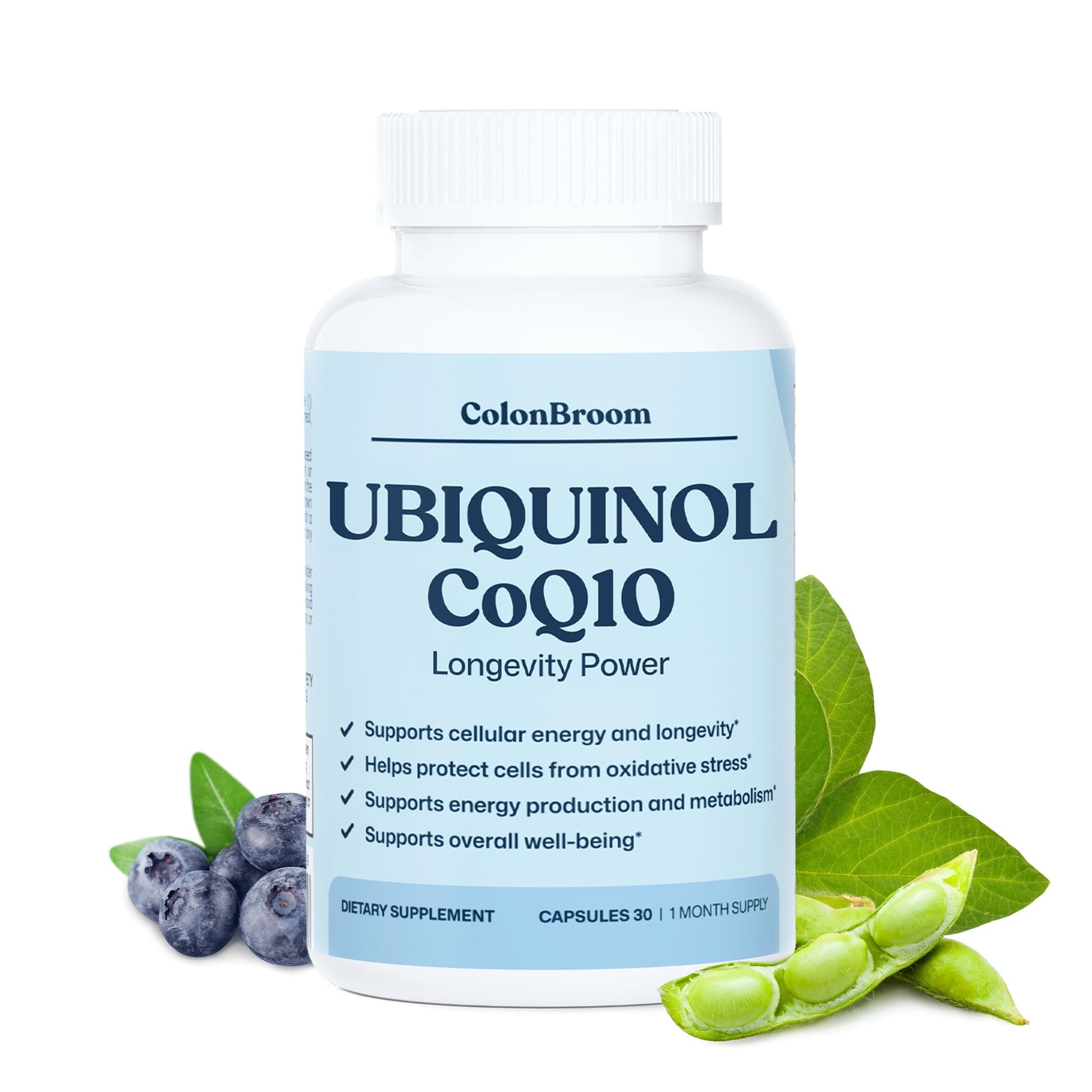 ColonBroom Ubiquinol CoQ10 100mg Longevity Power Capsules, 30 Count