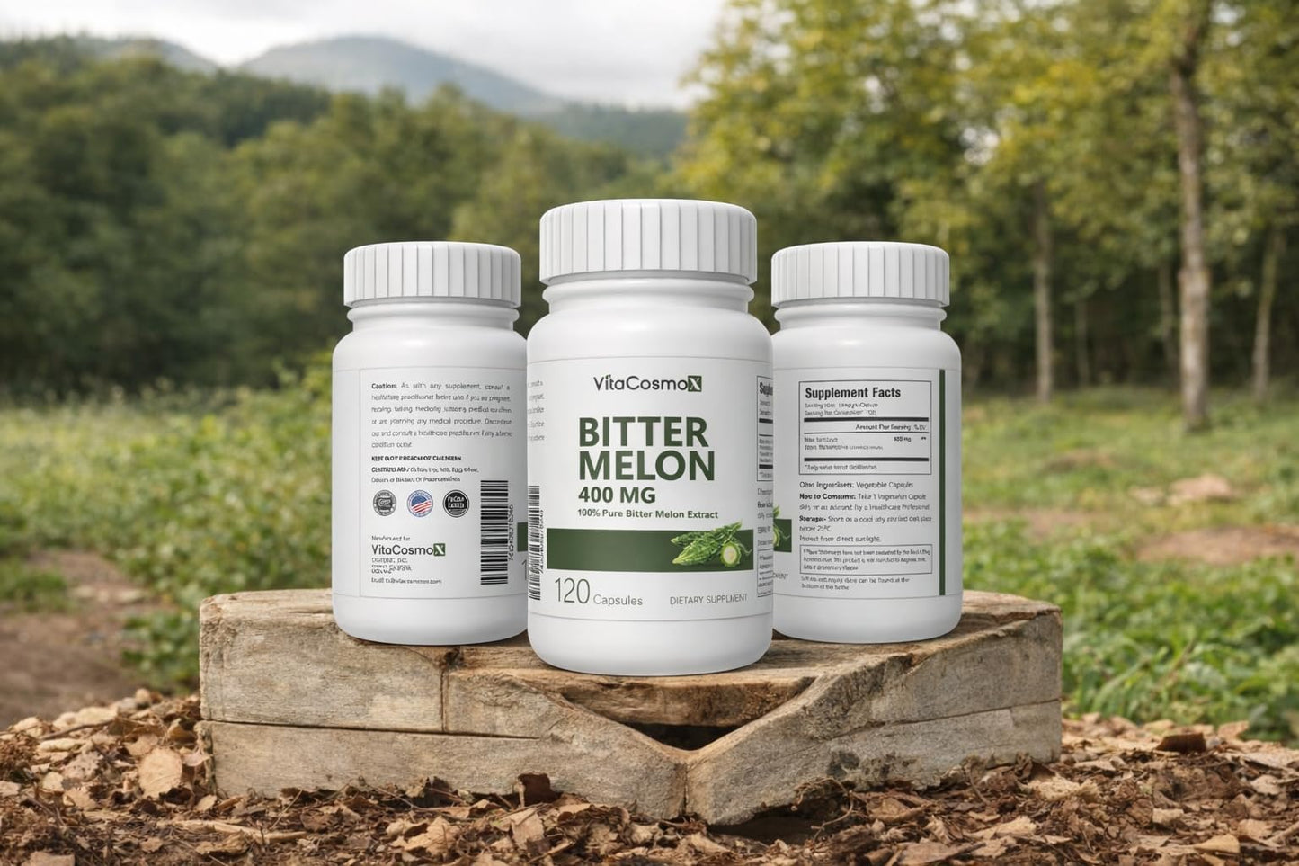 VitaCosmoX Bitter Melon Root 400 mg Capsule, 120 Vegan Capsules