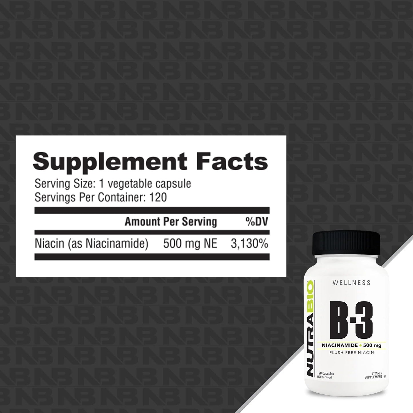 NutraBio Niacinamide Capsules 120