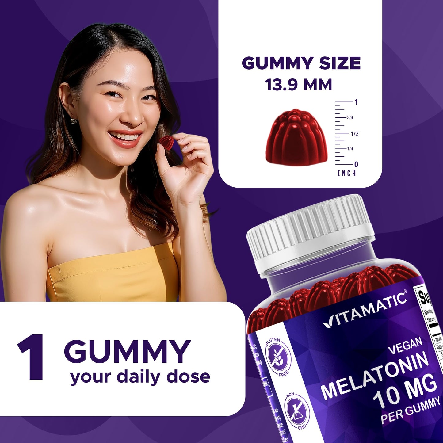 Vitamatic Melatonin 10 mg Gummies, 120 Count