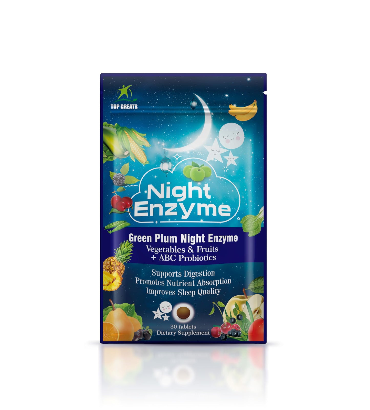 TOP GREATS Night Enzyme Daily Multi Digestive Enzymes with Probiotics Tablets, 60 Count (Pack of 2)