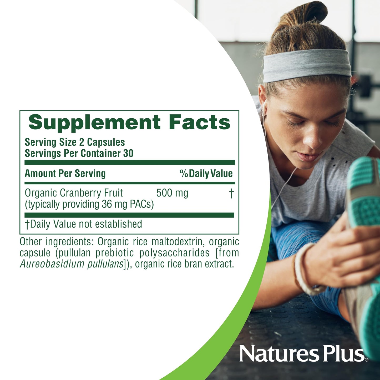 NaturesPlus Organic Cranberry 500 mg Capsules, 60 Count