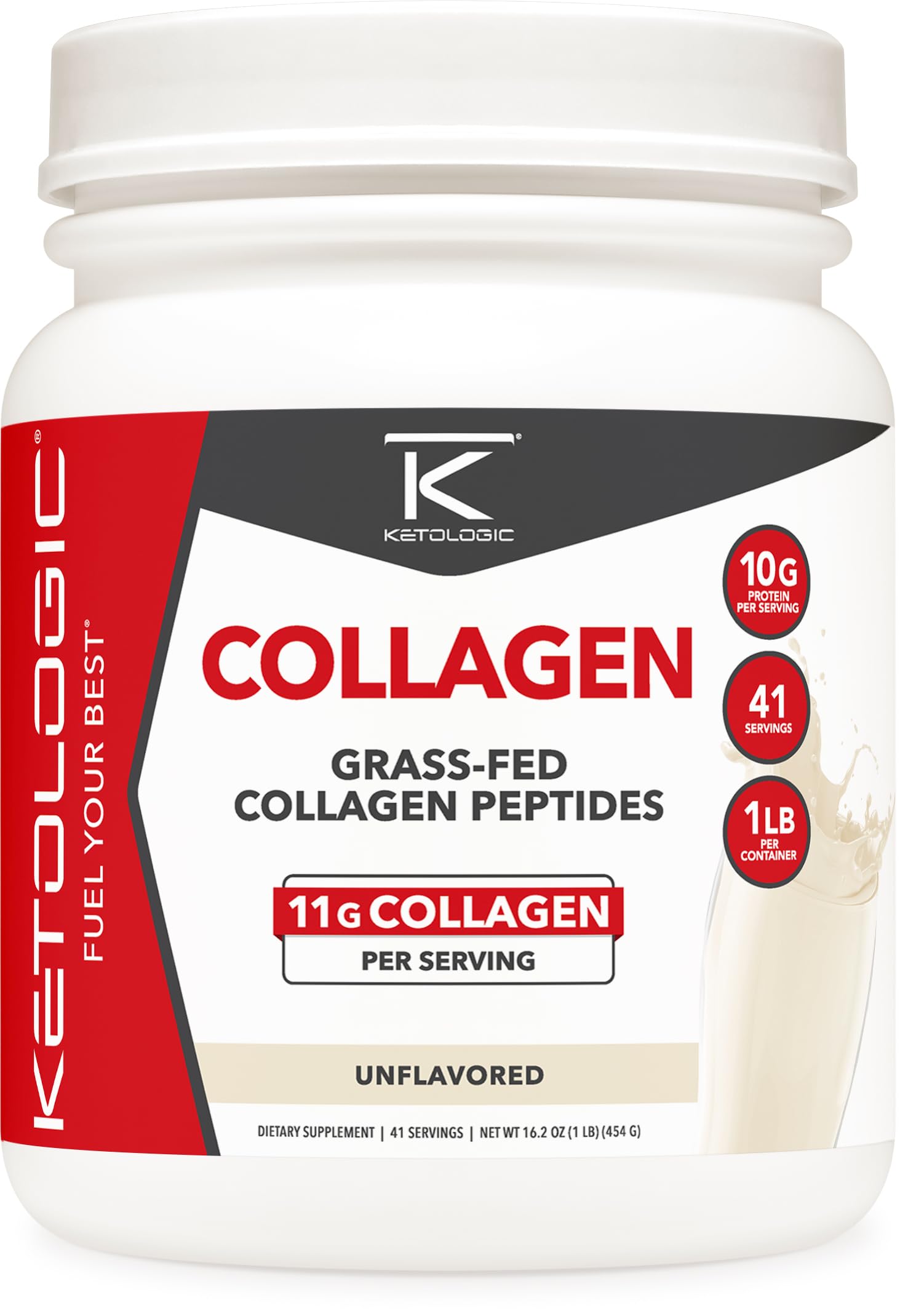 Ketologic Grass Fed Collagen Hydrolysate Powder, 16.2 oz