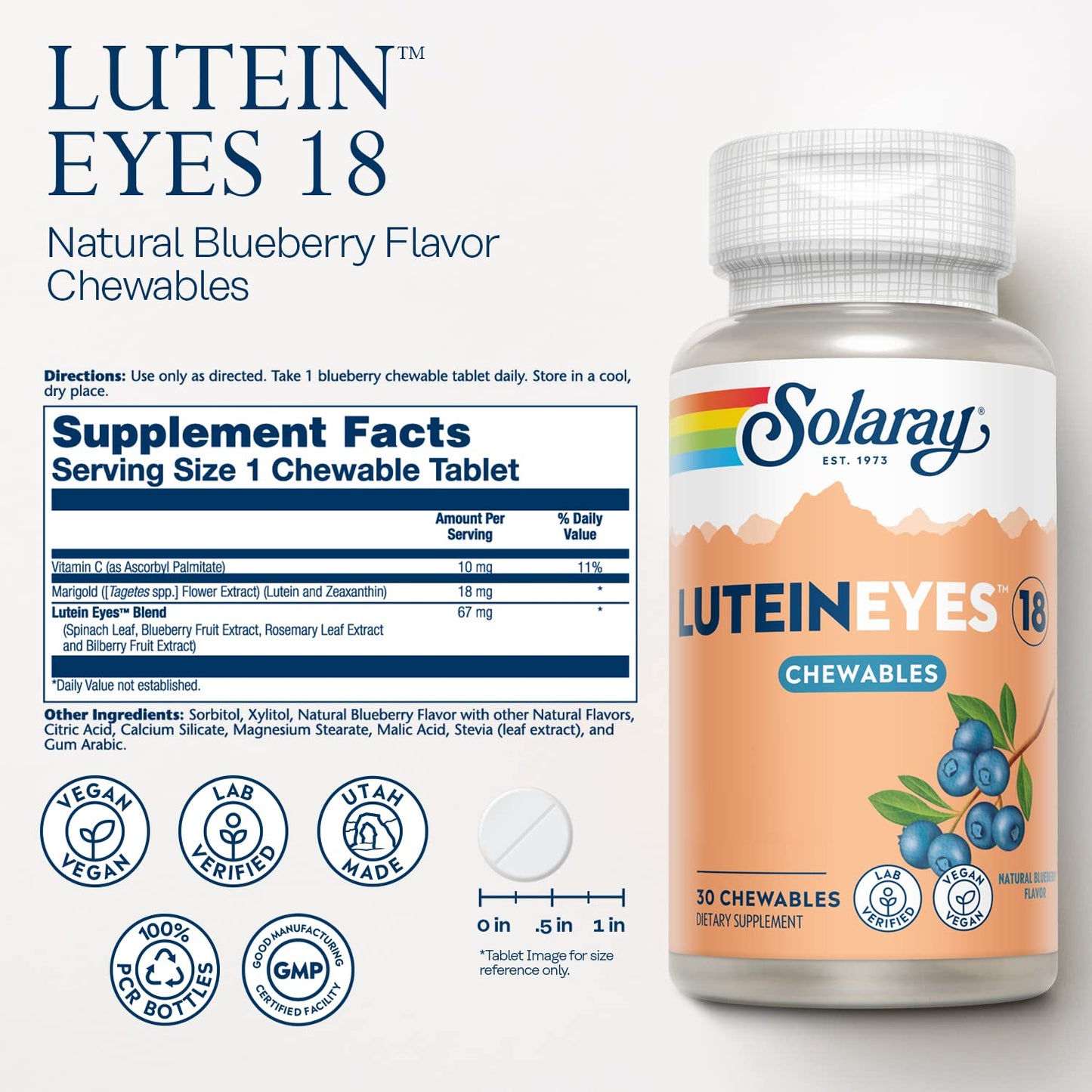 SOLARAY Lutein Eyes 18 Chewable 30 Count